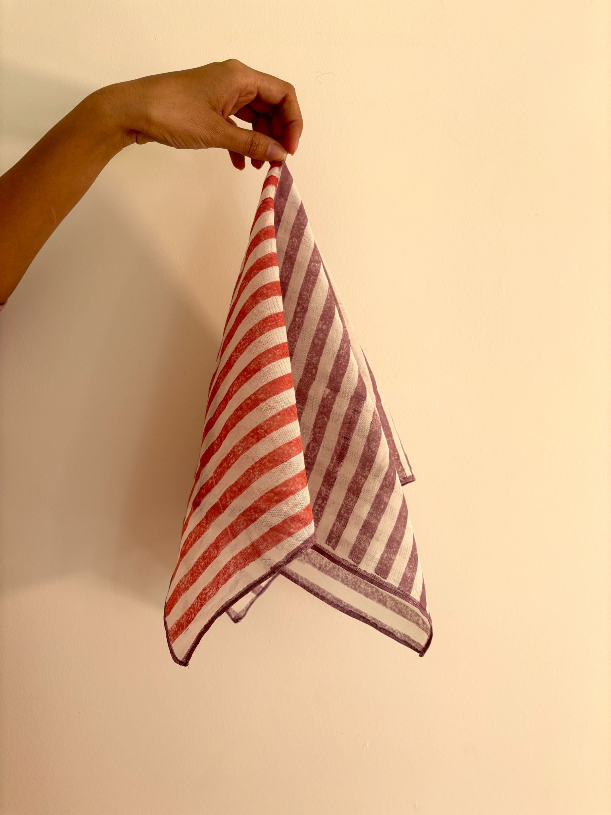 Purple & Red Stripes Bandana I Cotton Square Scarf