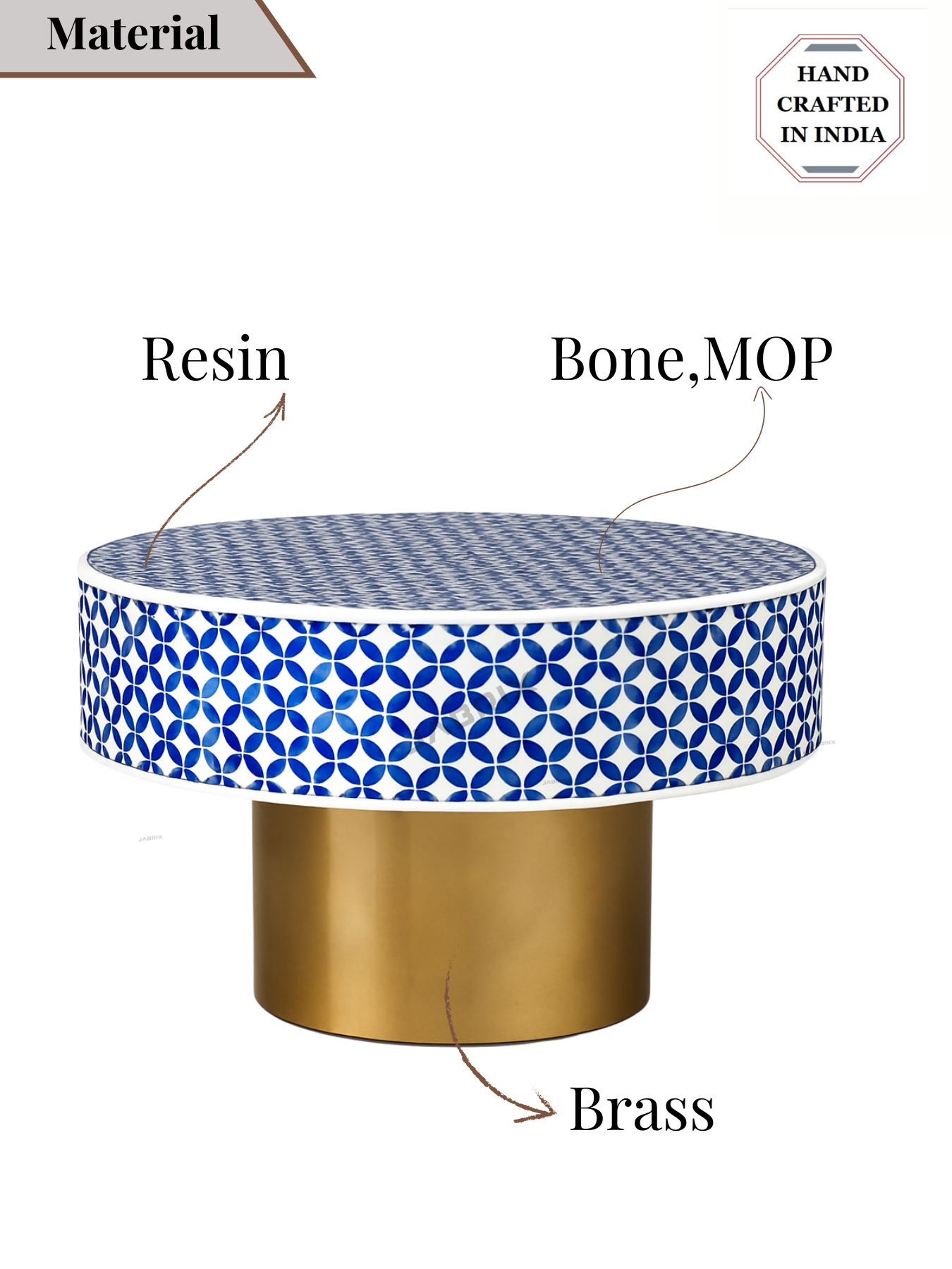 Inlay Round Coffee Table-Moroccan