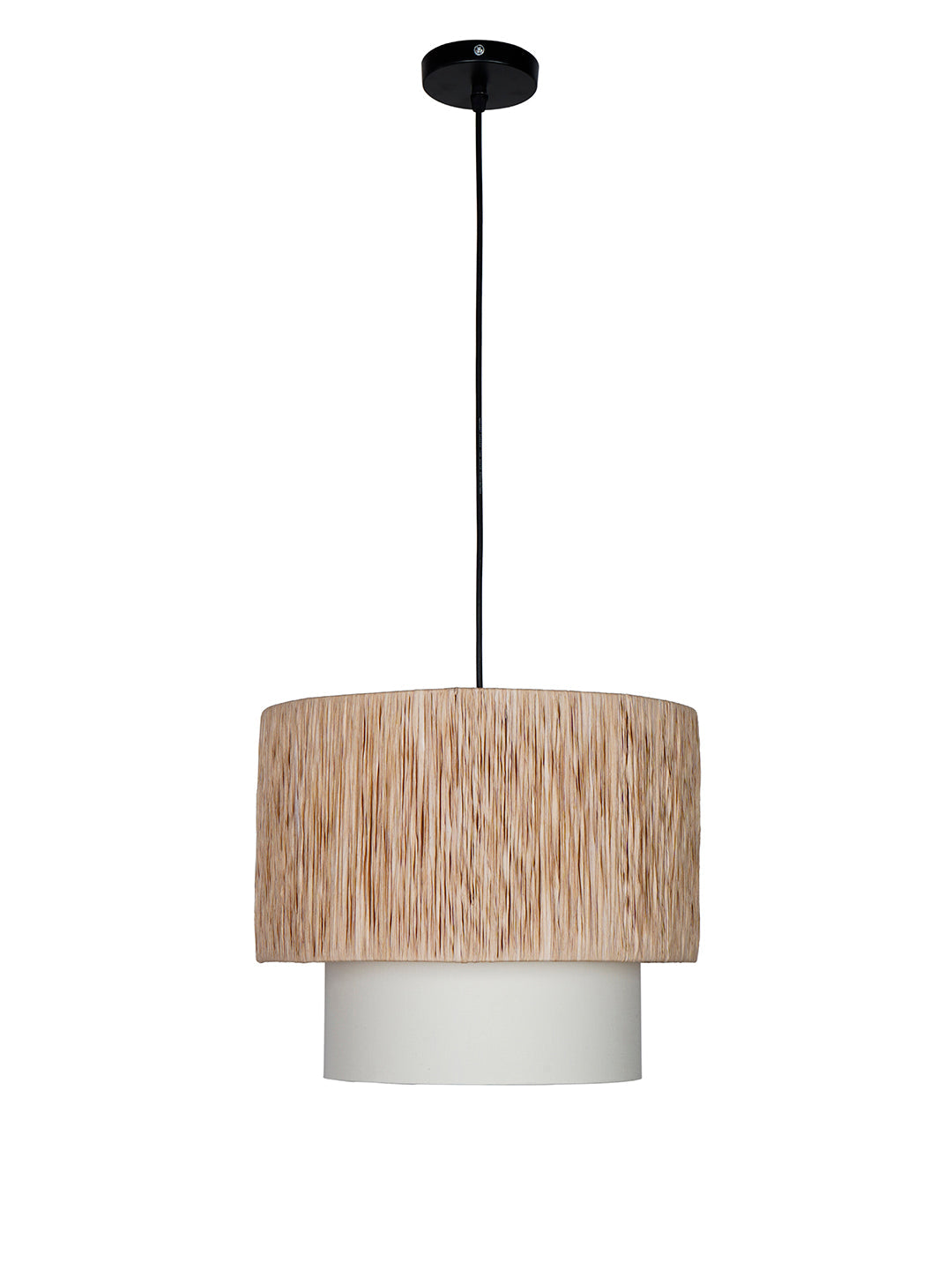 Rafia14 Inch Wide Double Drum Pendant Light - Natural Elegance for Your Space