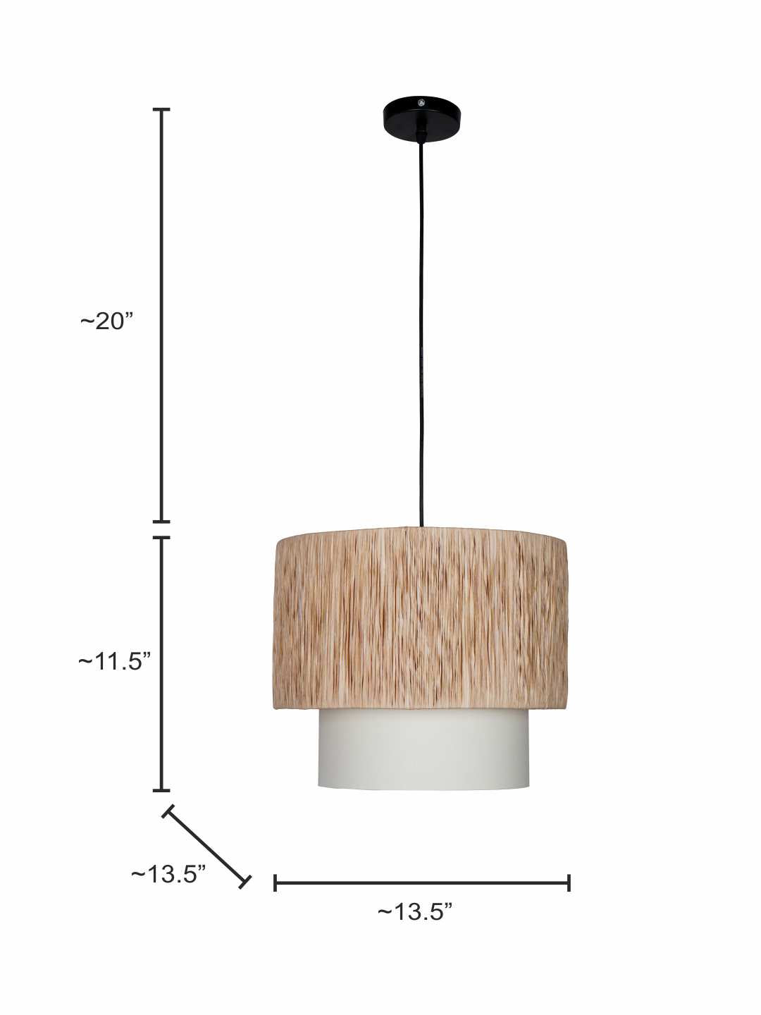 Rafia14 Inch Wide Double Drum Pendant Light - Natural Elegance for Your Space
