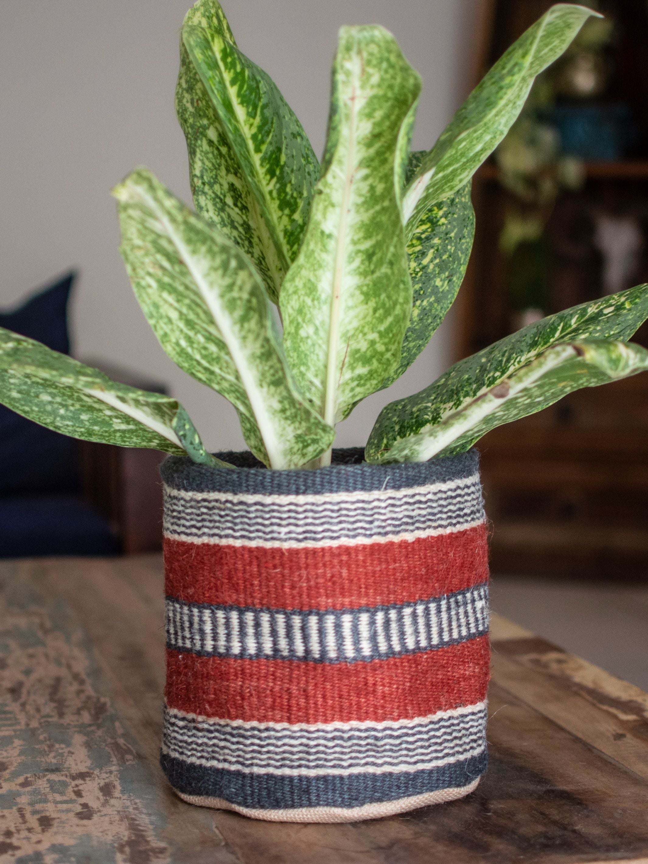 Red Jute Handwoven Basket Medium
