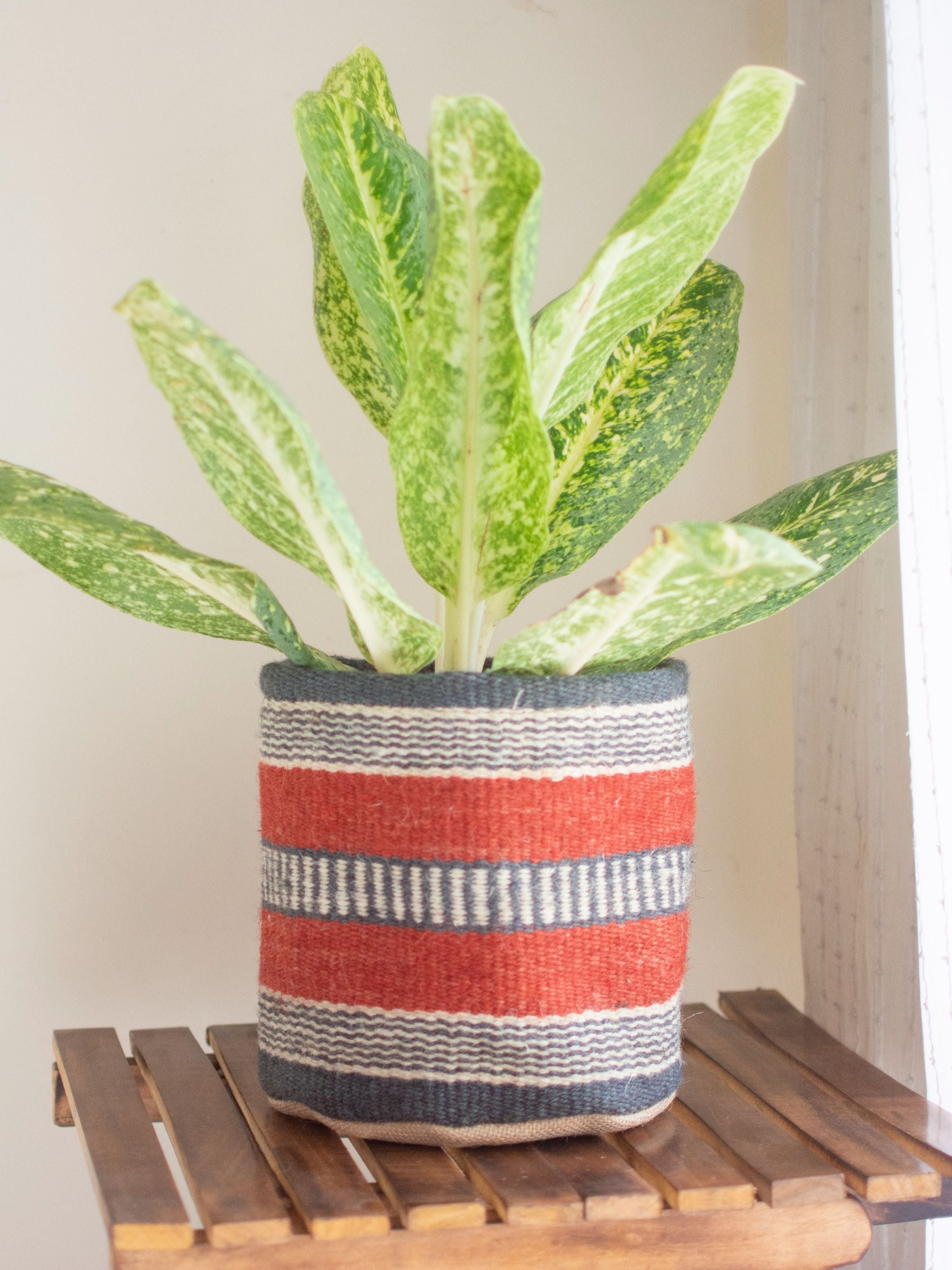 Red Jute Handwoven Basket Medium