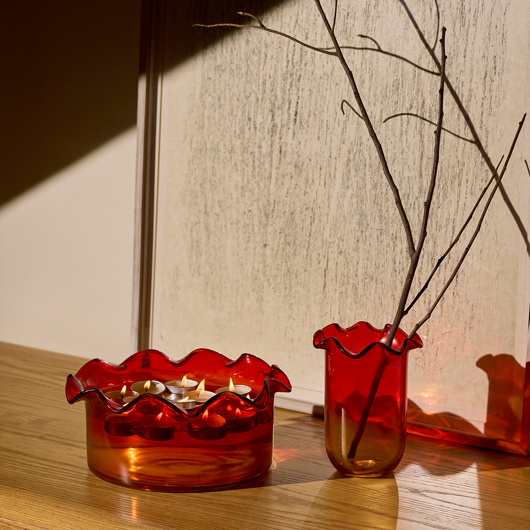 Sculptural Sunset - Urli Hand Blown Glass Bowl & Vase