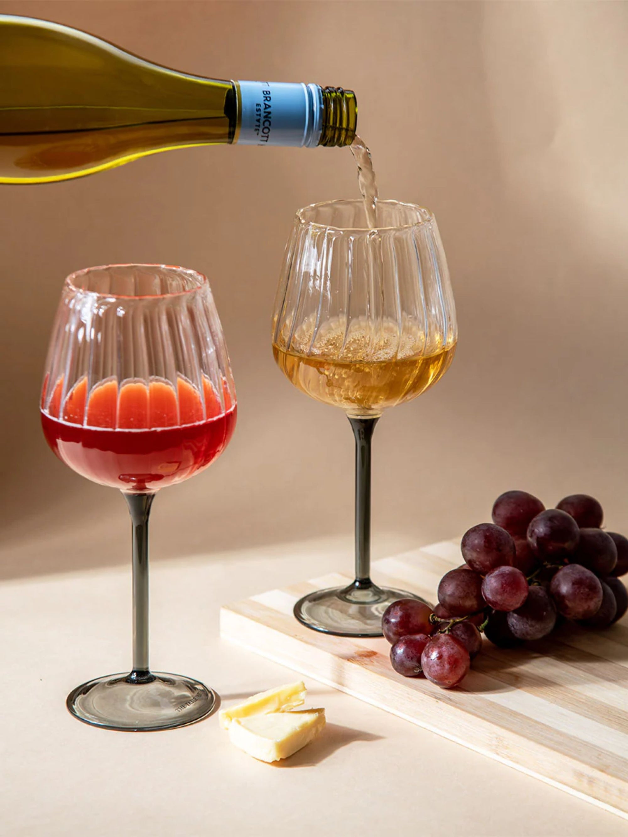 Ribbed Goblet Wine Glass - Smoke
