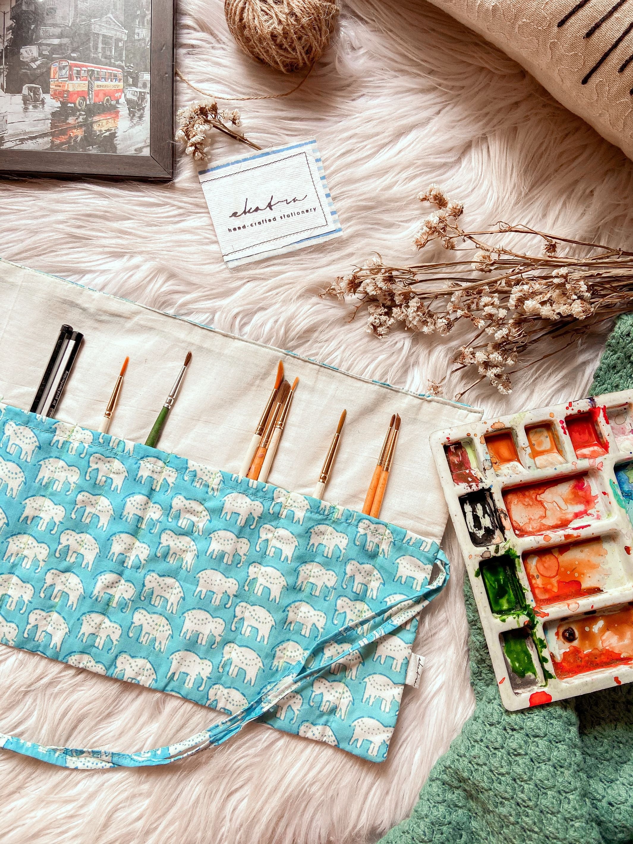 Roll Up Case - Elephant Print