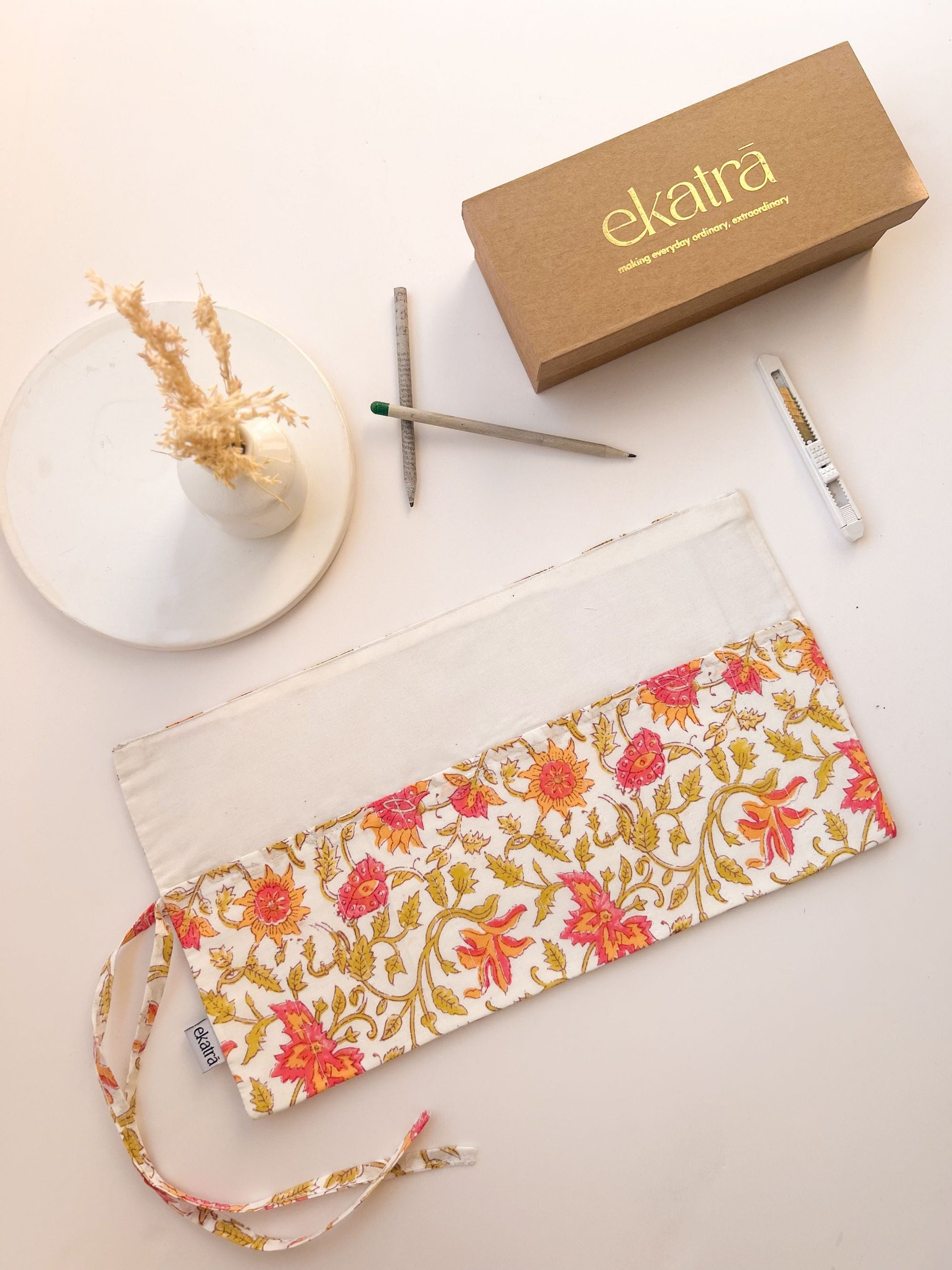 Roll Up Case - Pink Floral