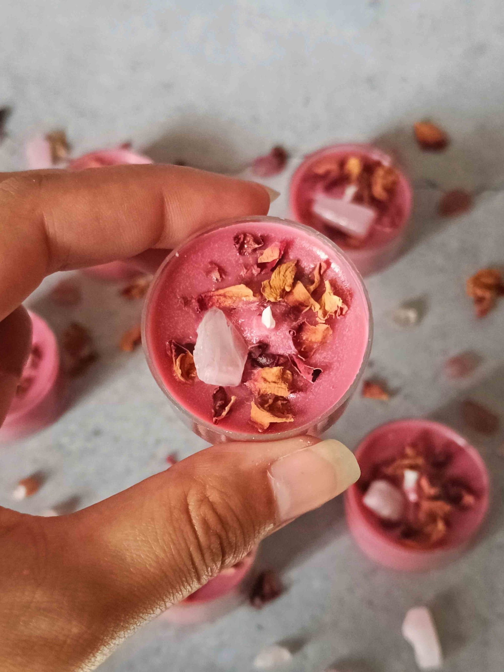 Tealight Candle Set Of 6 - Rose Quartz