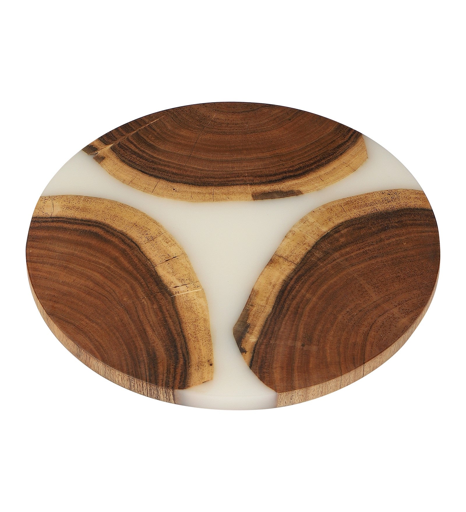 Lazy Susan Platter – Acacia Wood with Aqua Blue Resin Finish