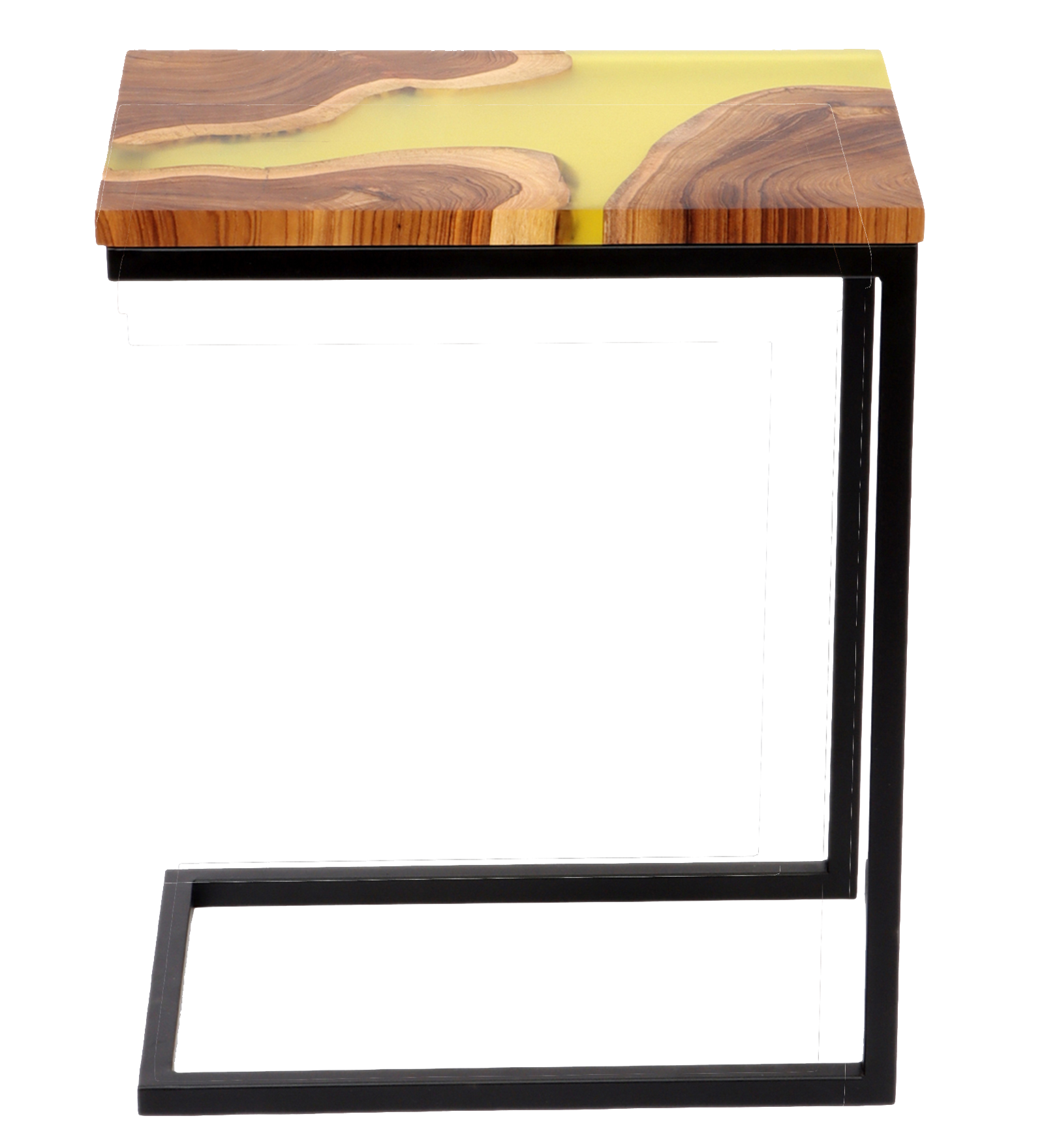 Premium Side Table – Teak Wood with Lemon Resin Finish