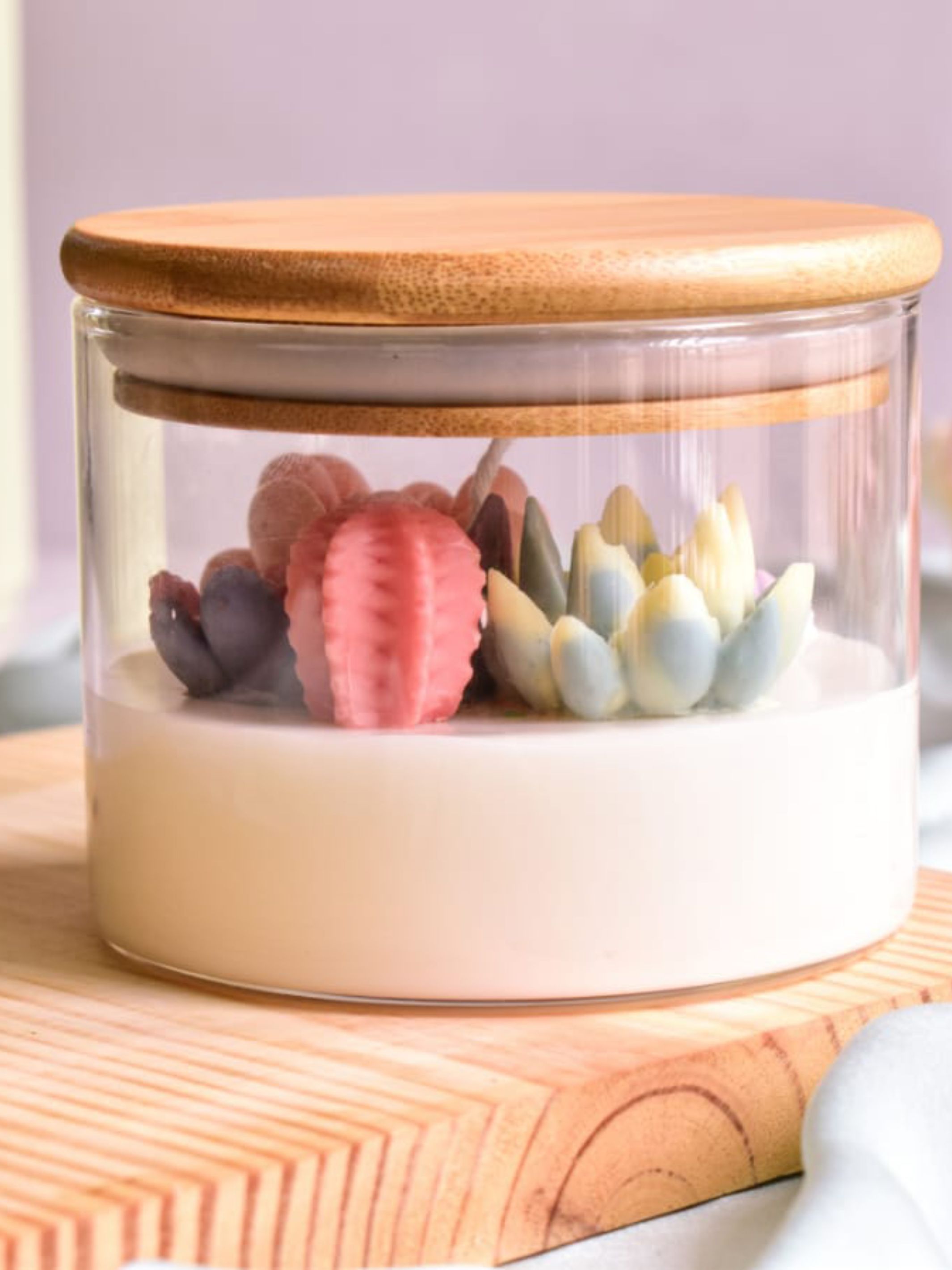 Scented Soy Wax Candle With Wax Flowers 4