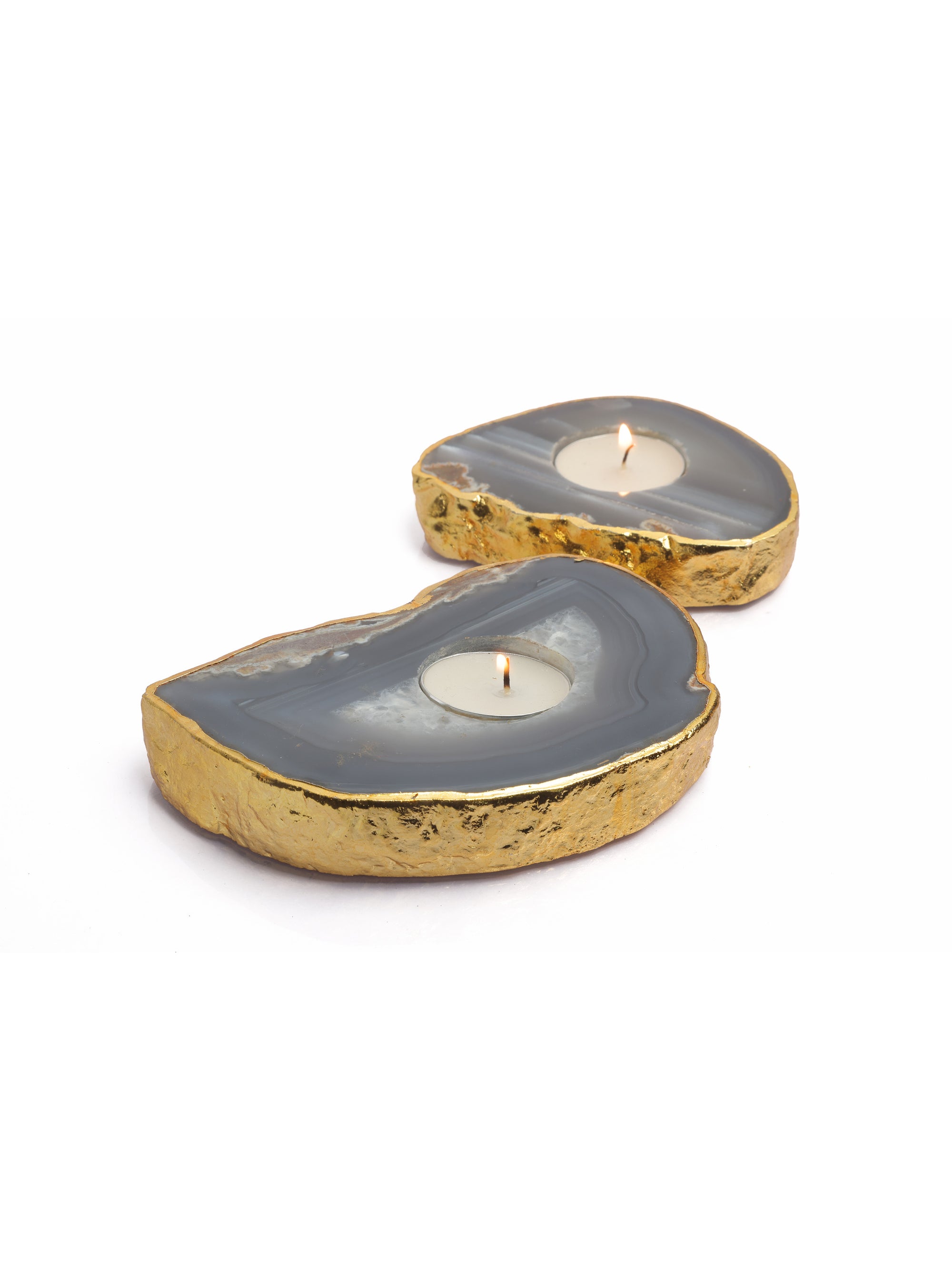 Semi Precious Tea Light Holder - Natural Agate