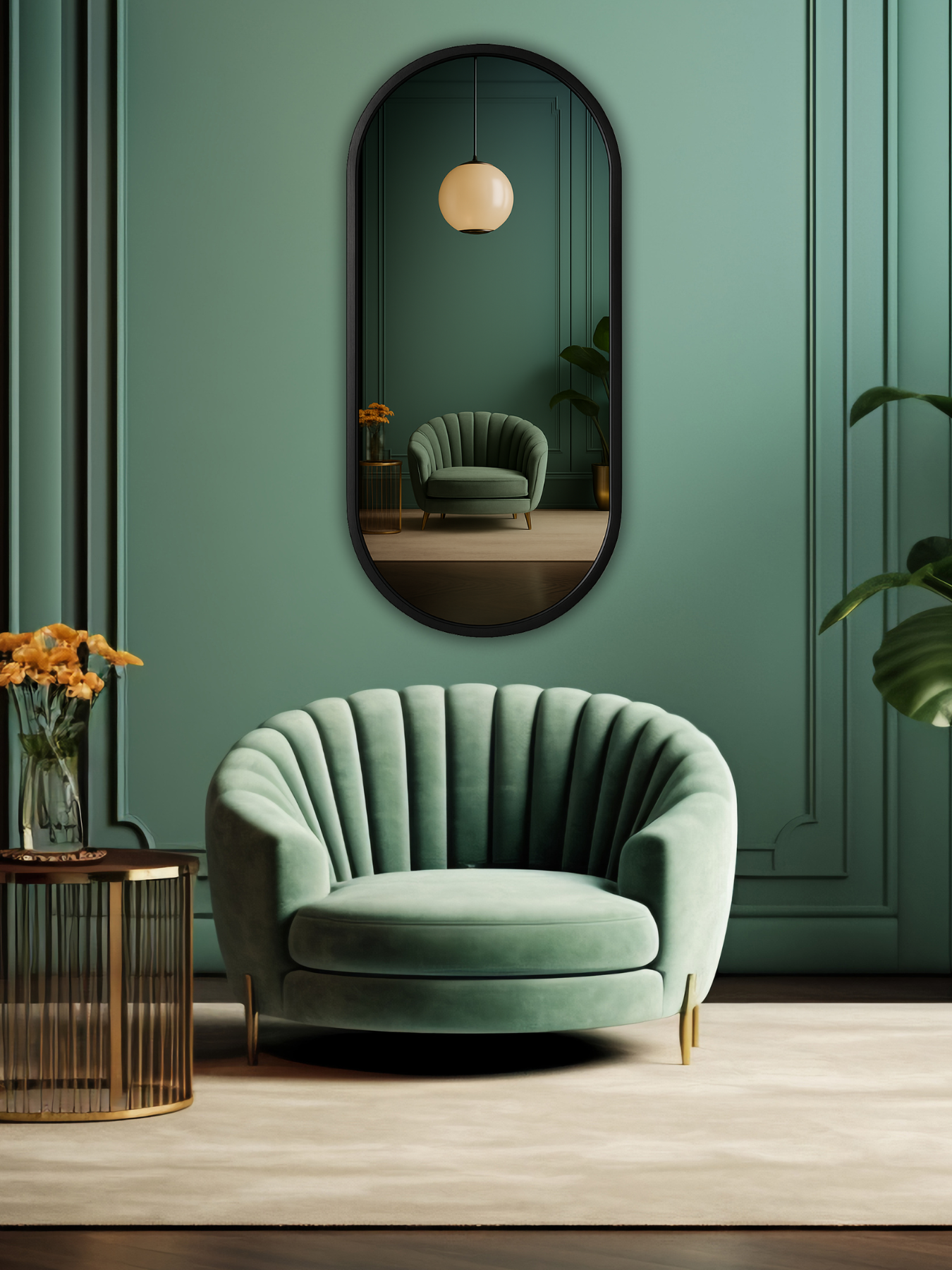 Classic Oblong Mirror- Black