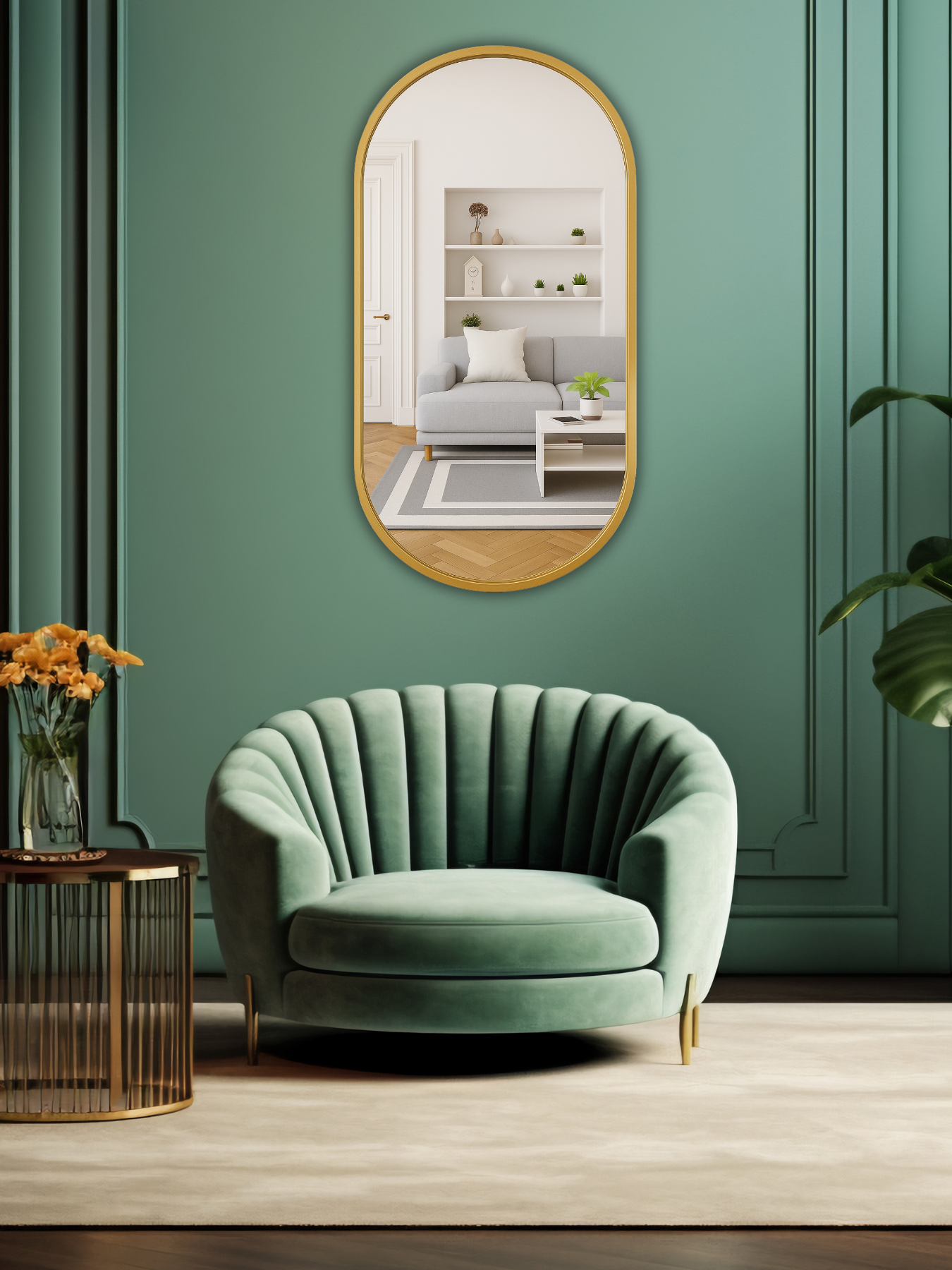Classic Oblong Mirror- Gold