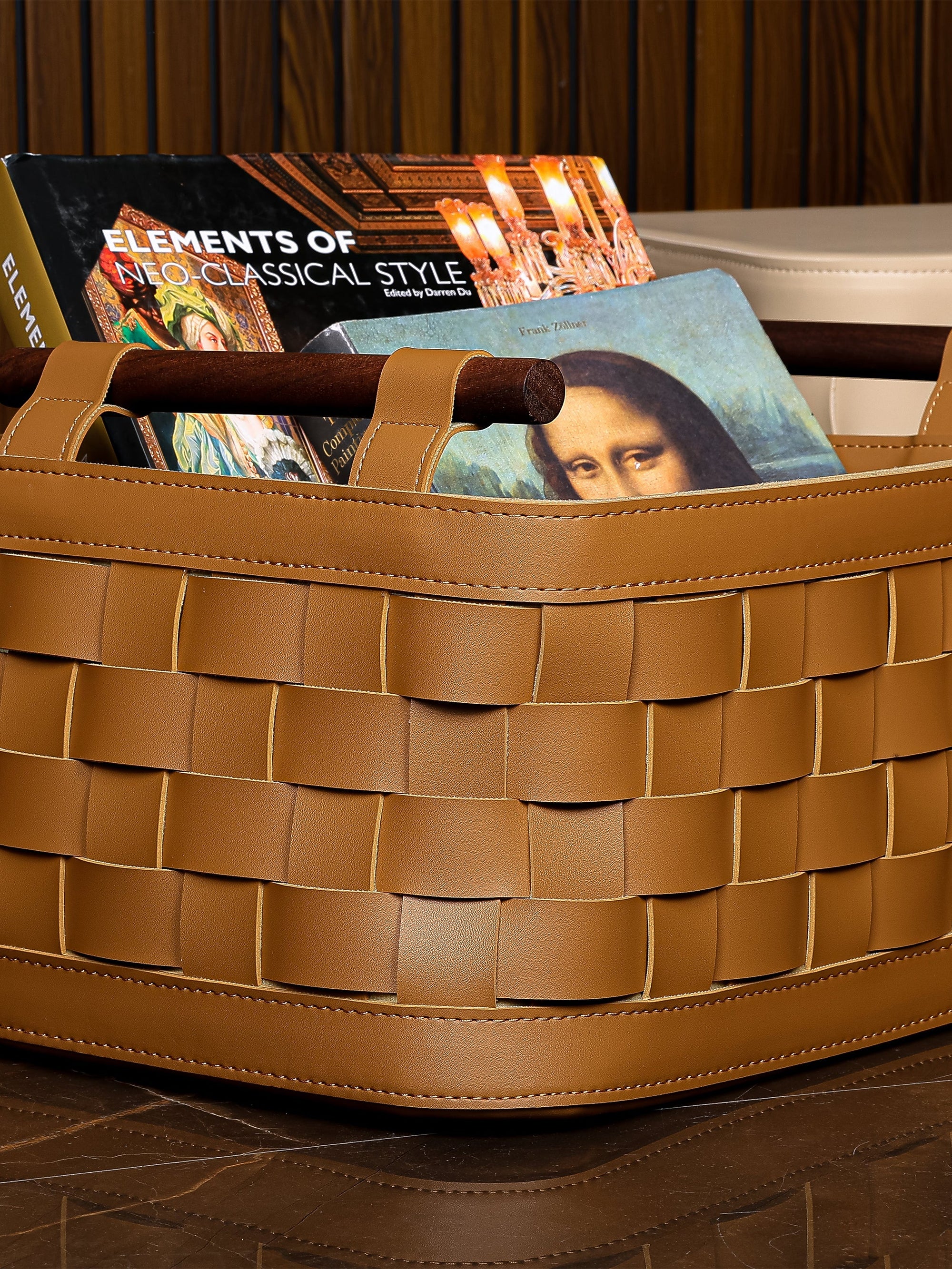 Soiree Leather Basket - Brown Large
