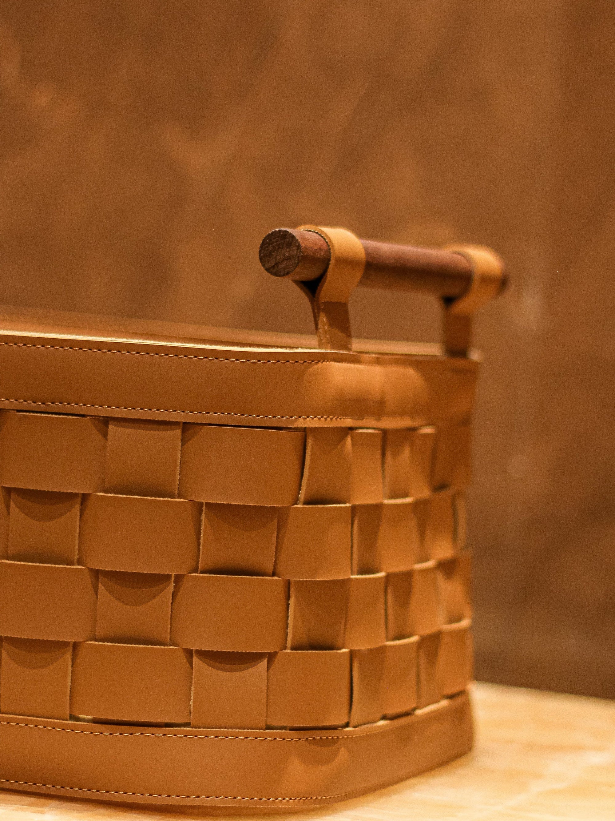 Soiree Leather Basket - Brown