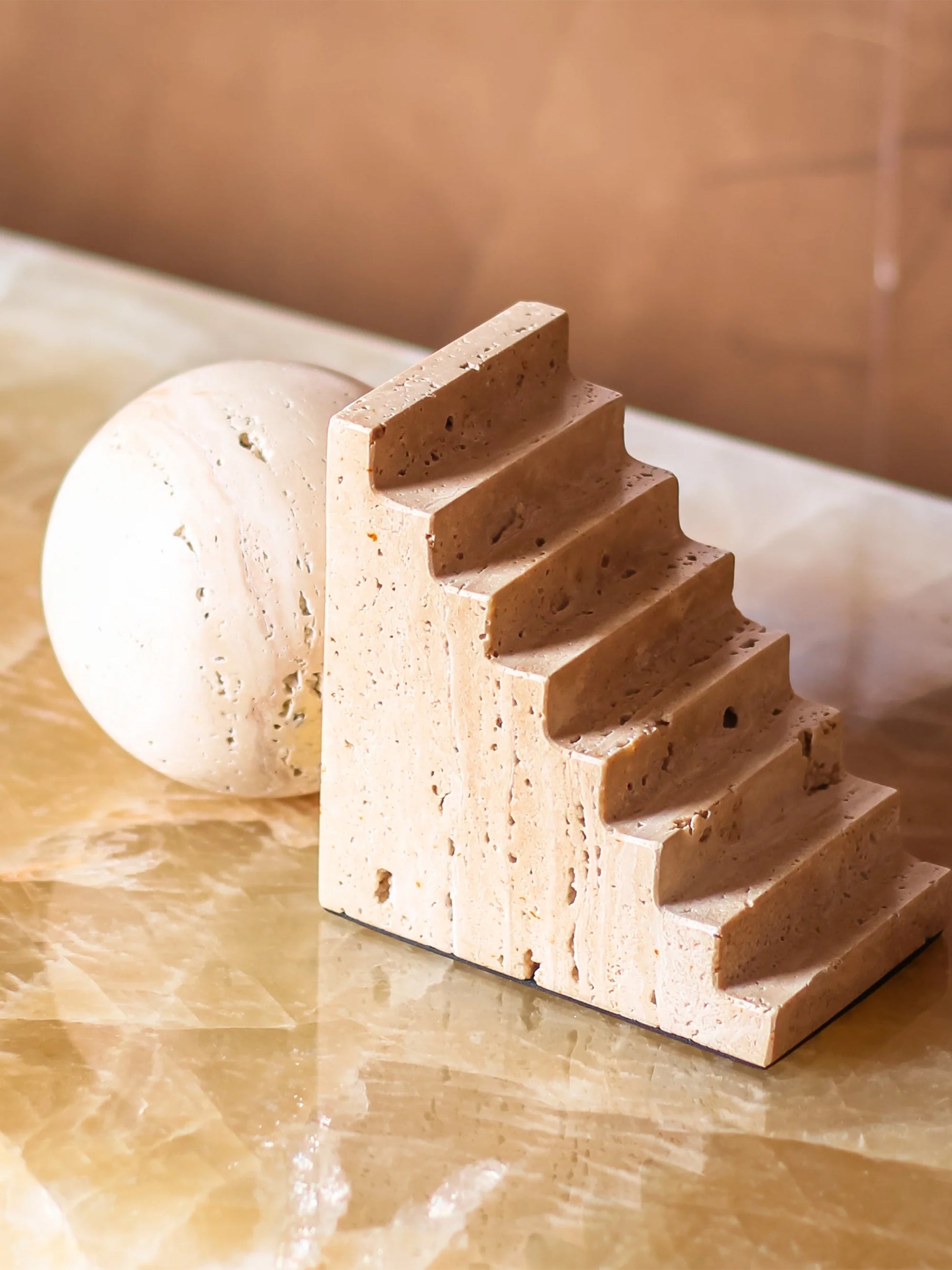 Sphere And Stair Marble Bookend