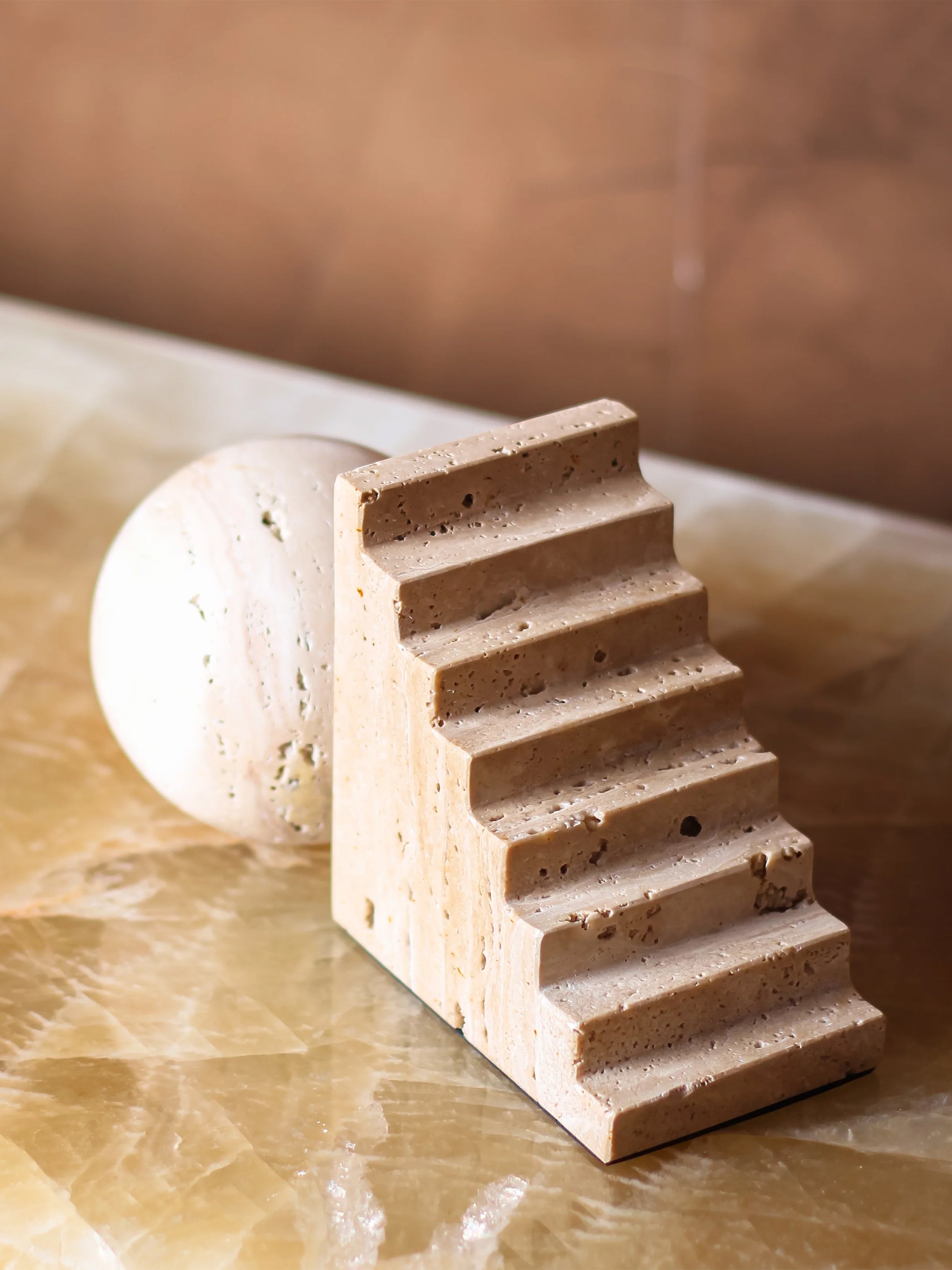 Sphere And Stair Marble Bookend