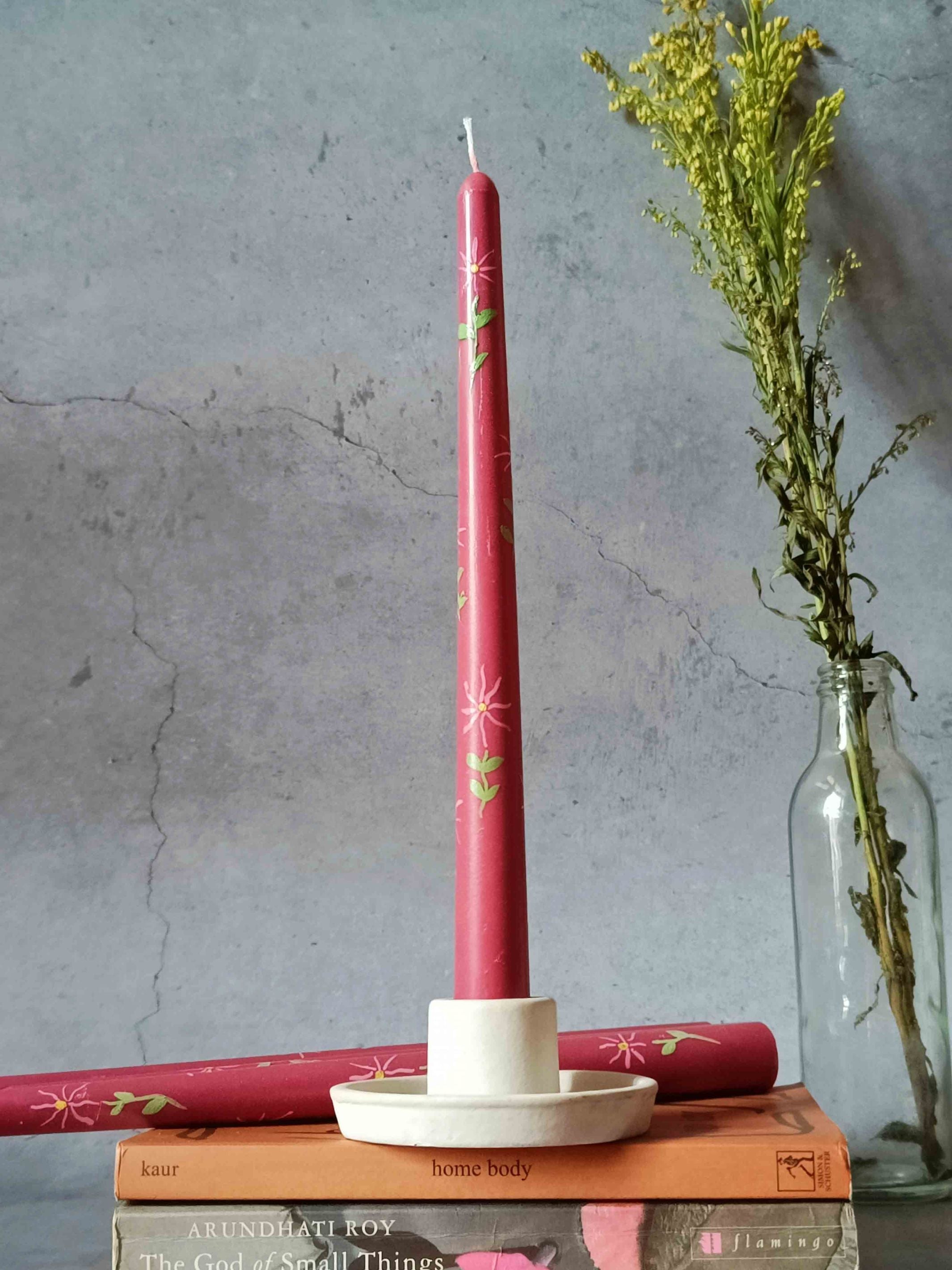 Tapered Candles Set Of 4 - Hand Painted Spring Garden