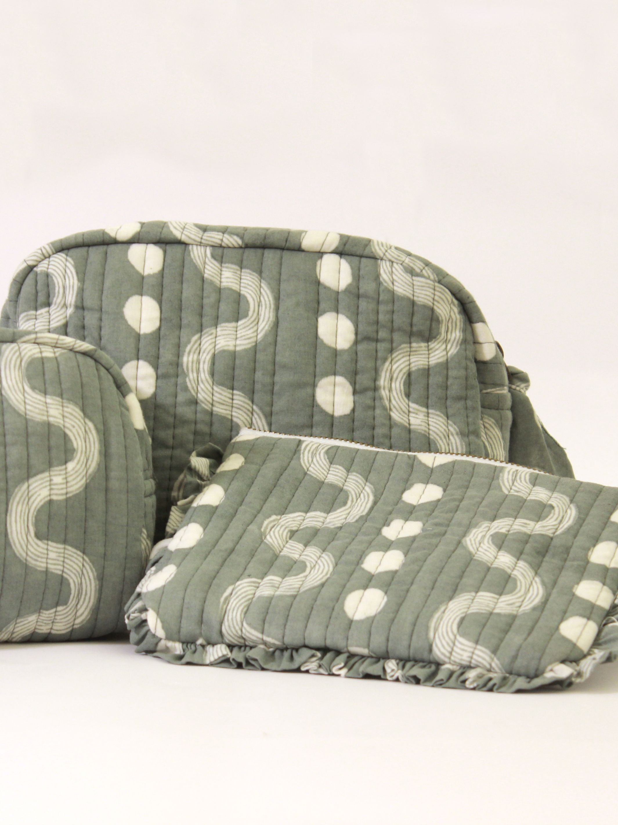 Cotton Travel Organizer Kit - Sustainable Quilted Set of 3