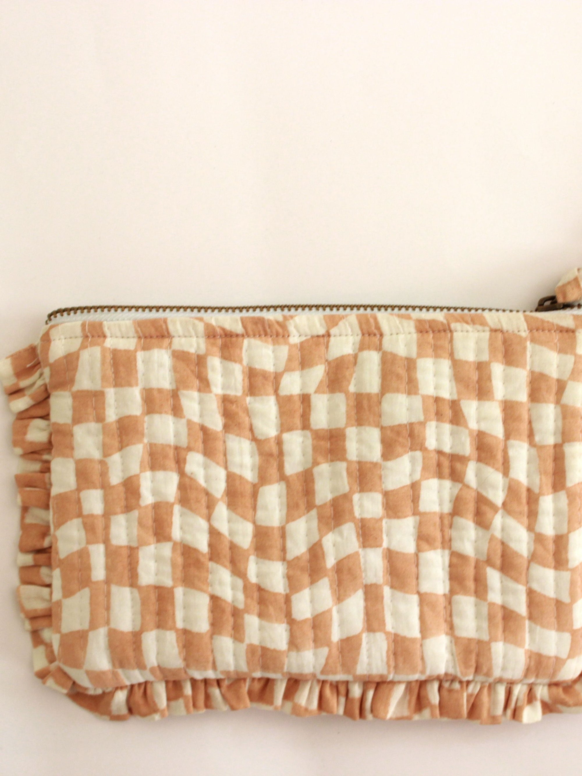 Cotton Travel Pouch - Sustainable Quilted Set of 3