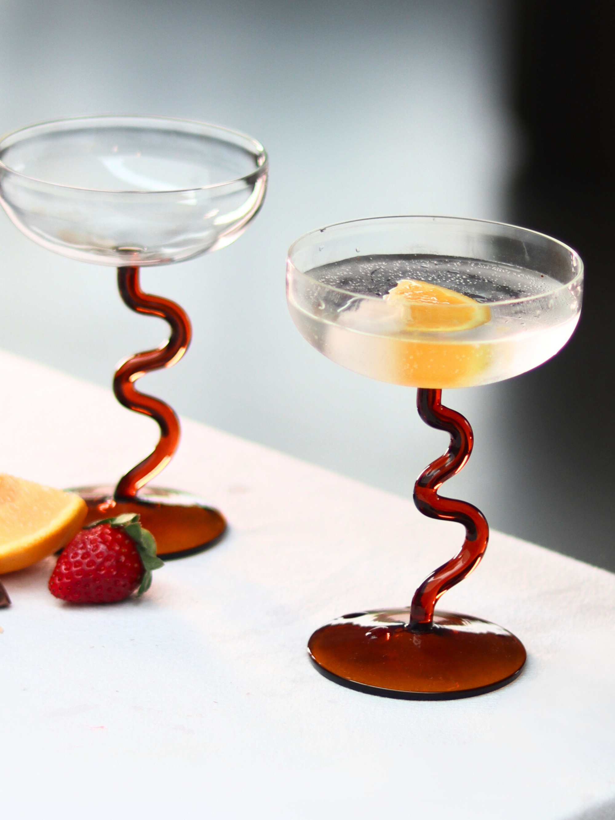 Swirl Cocktail Glasses - Amber