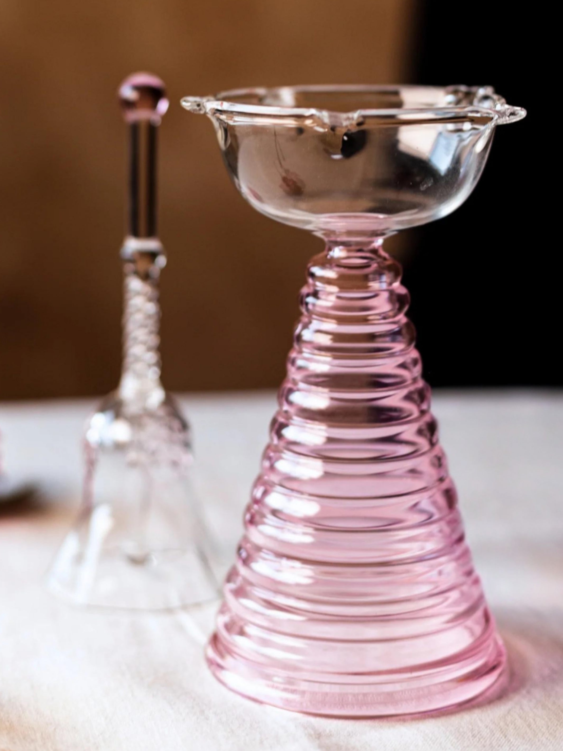 Tall Diya Gift Set - Tall Diya and Ringing bell - Pink