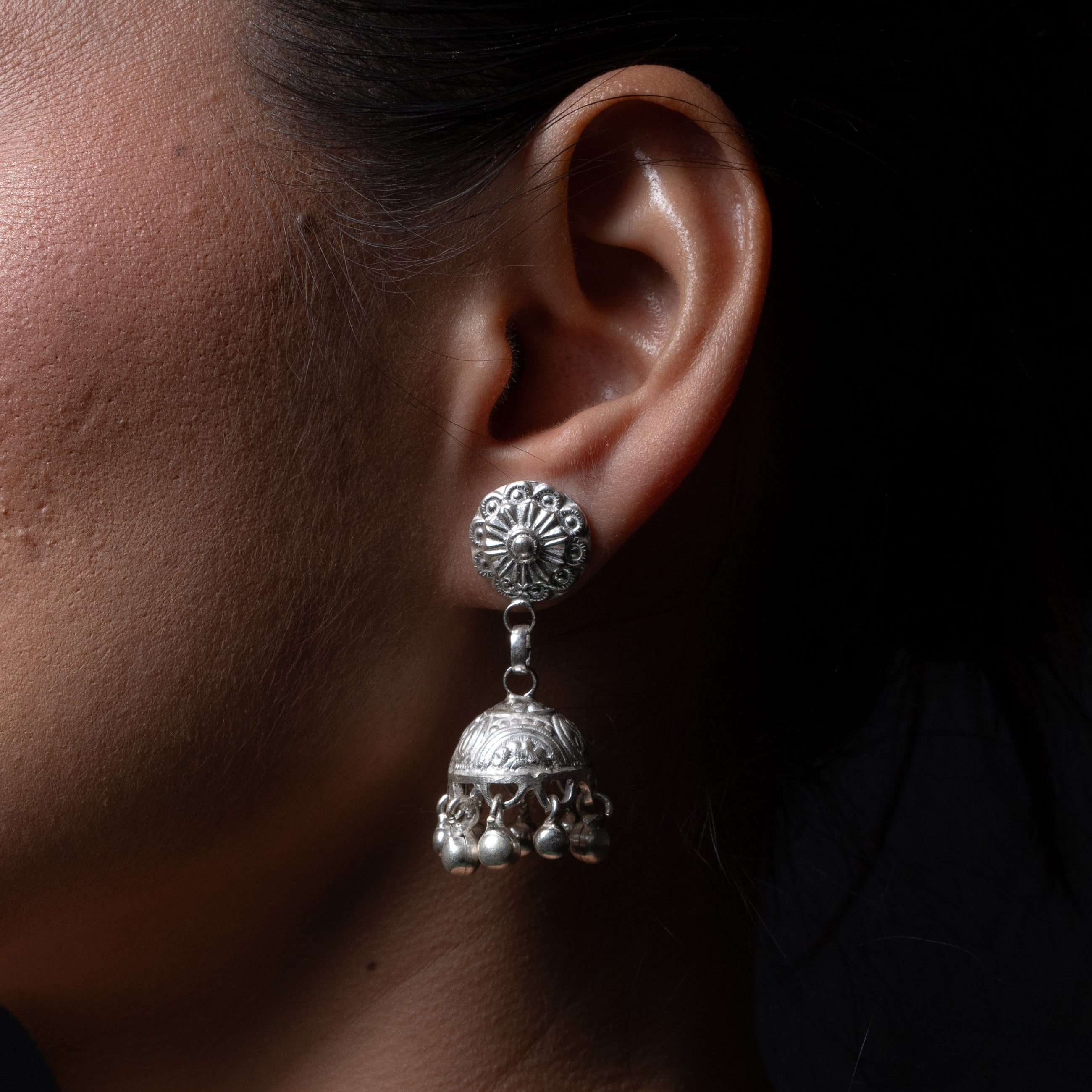 Tara Silver Jhumki Earring