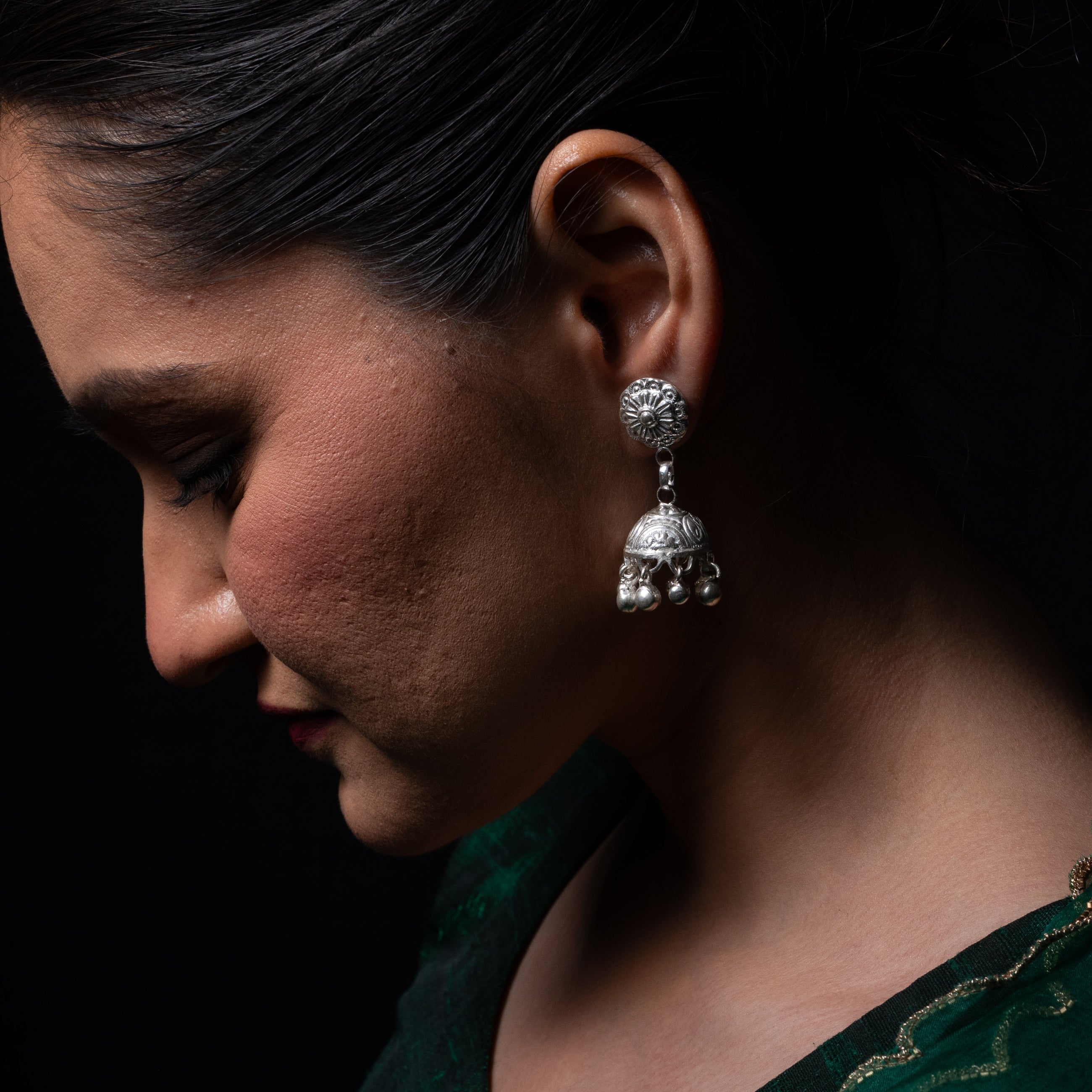 Tara Silver Jhumki Earring