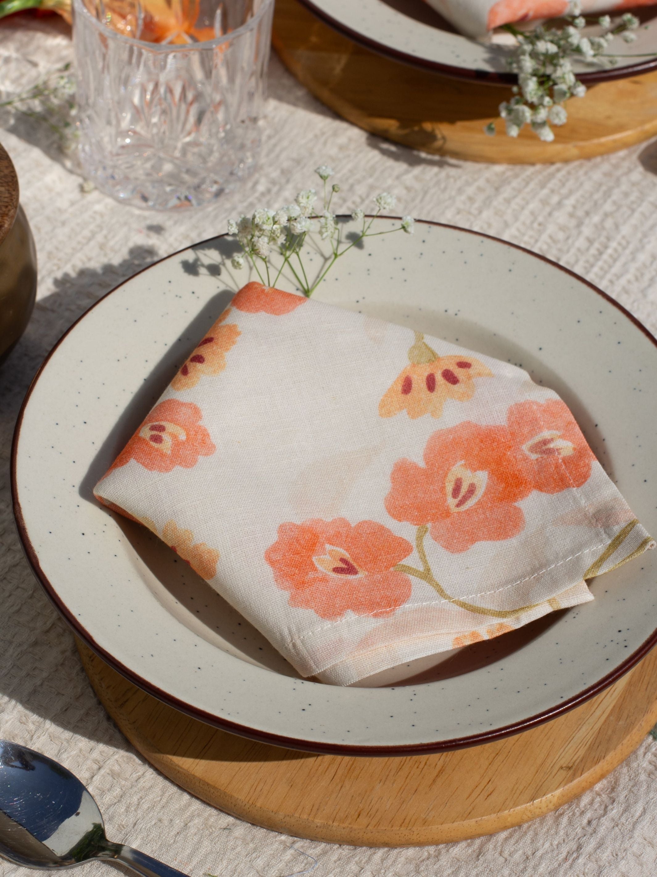 Set Of 2 - Mimo Flower Cotton Napkin