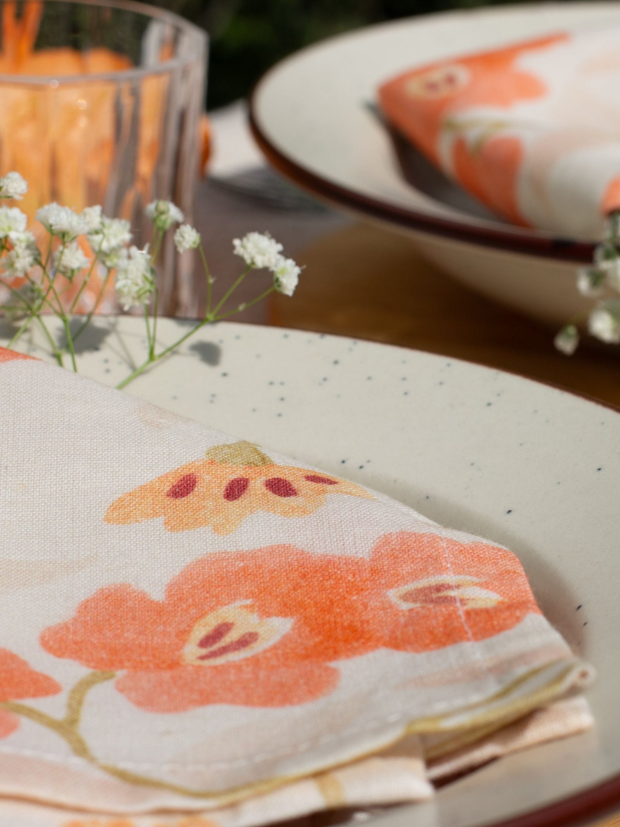 Set Of 2 - Mimo Flower Cotton Napkin