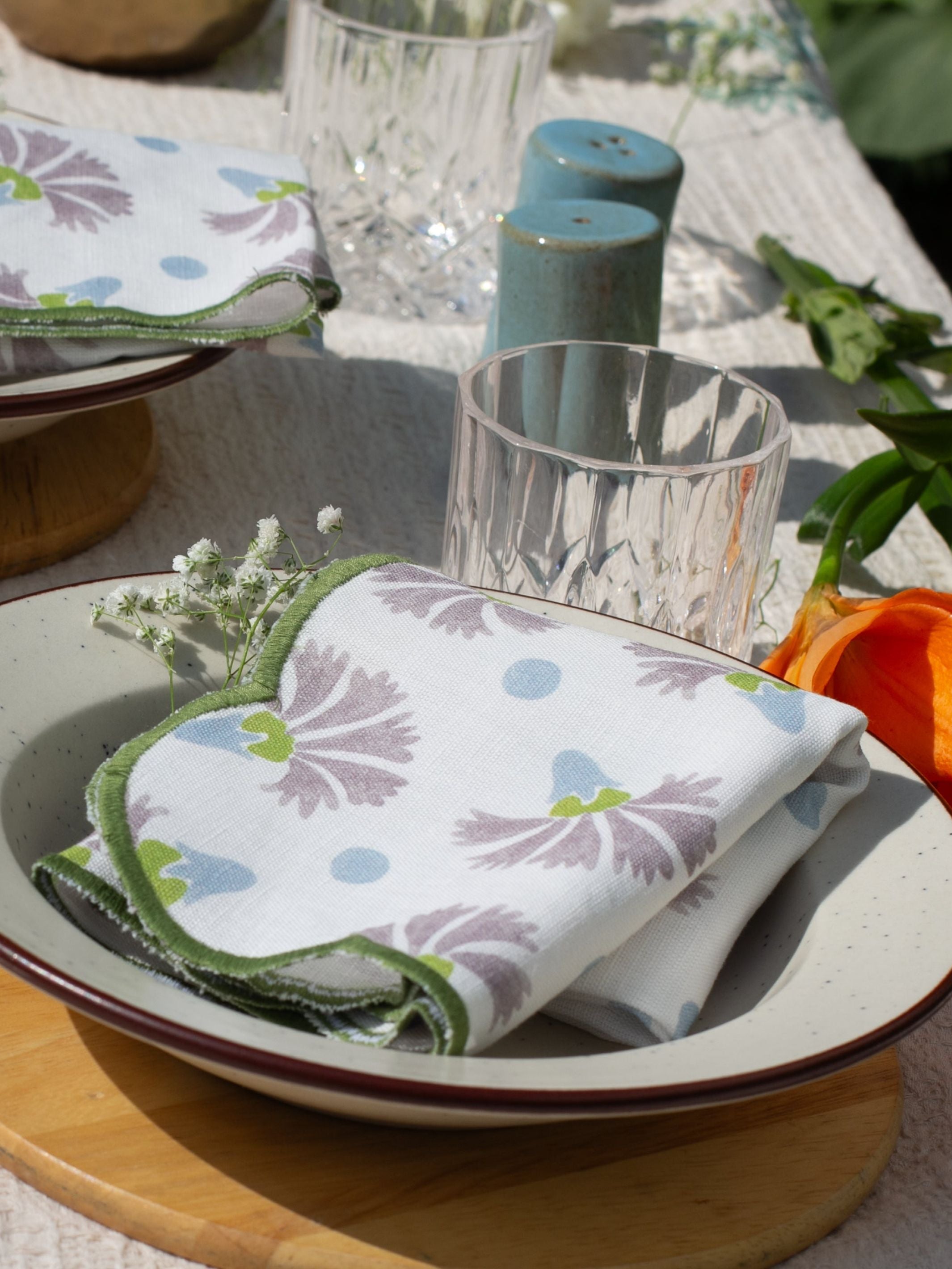 Set Of 2 - Raahat Buds Mauve Cotton Napkin