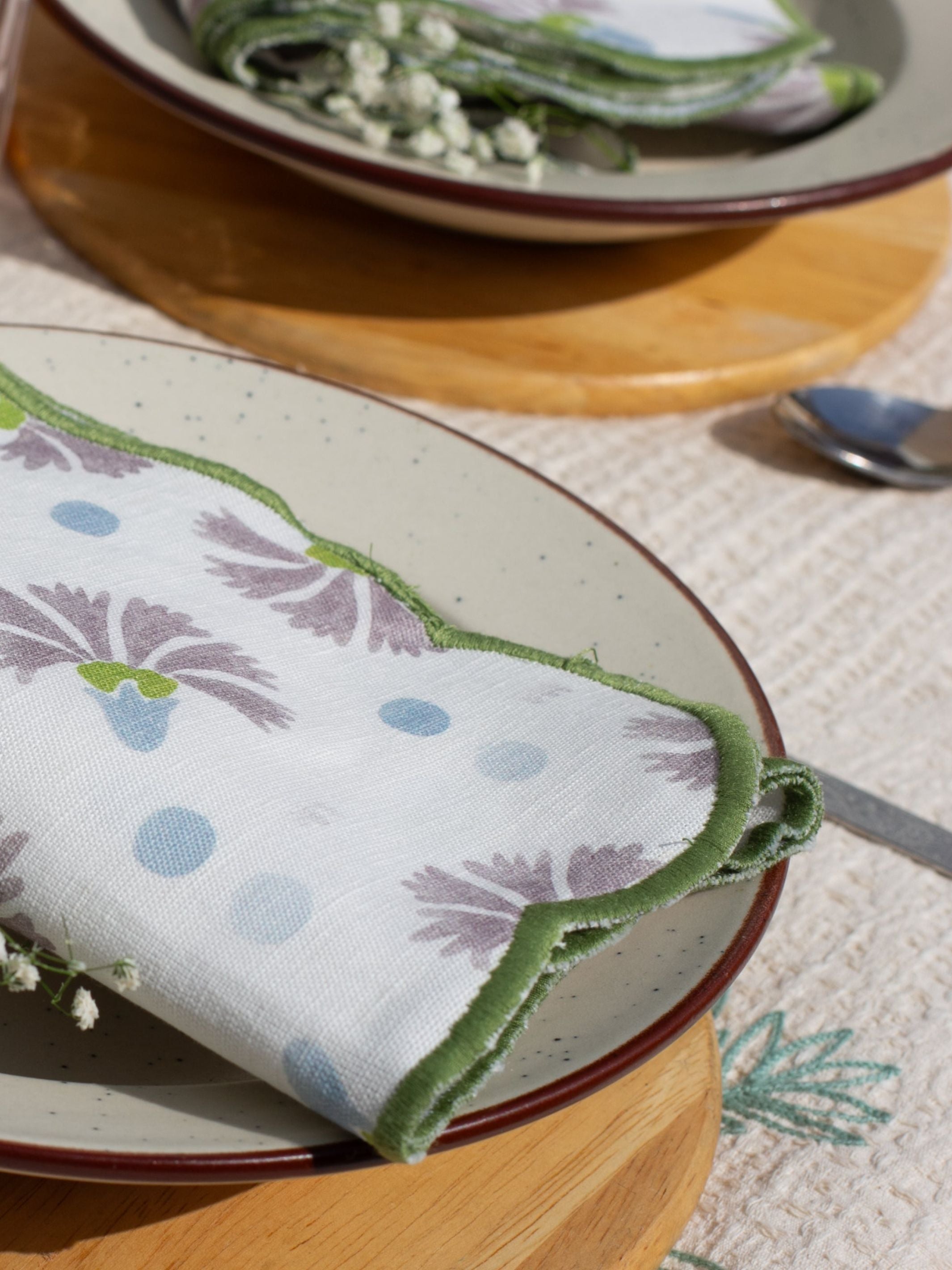 Set Of 2 - Raahat Buds Mauve Cotton Napkin