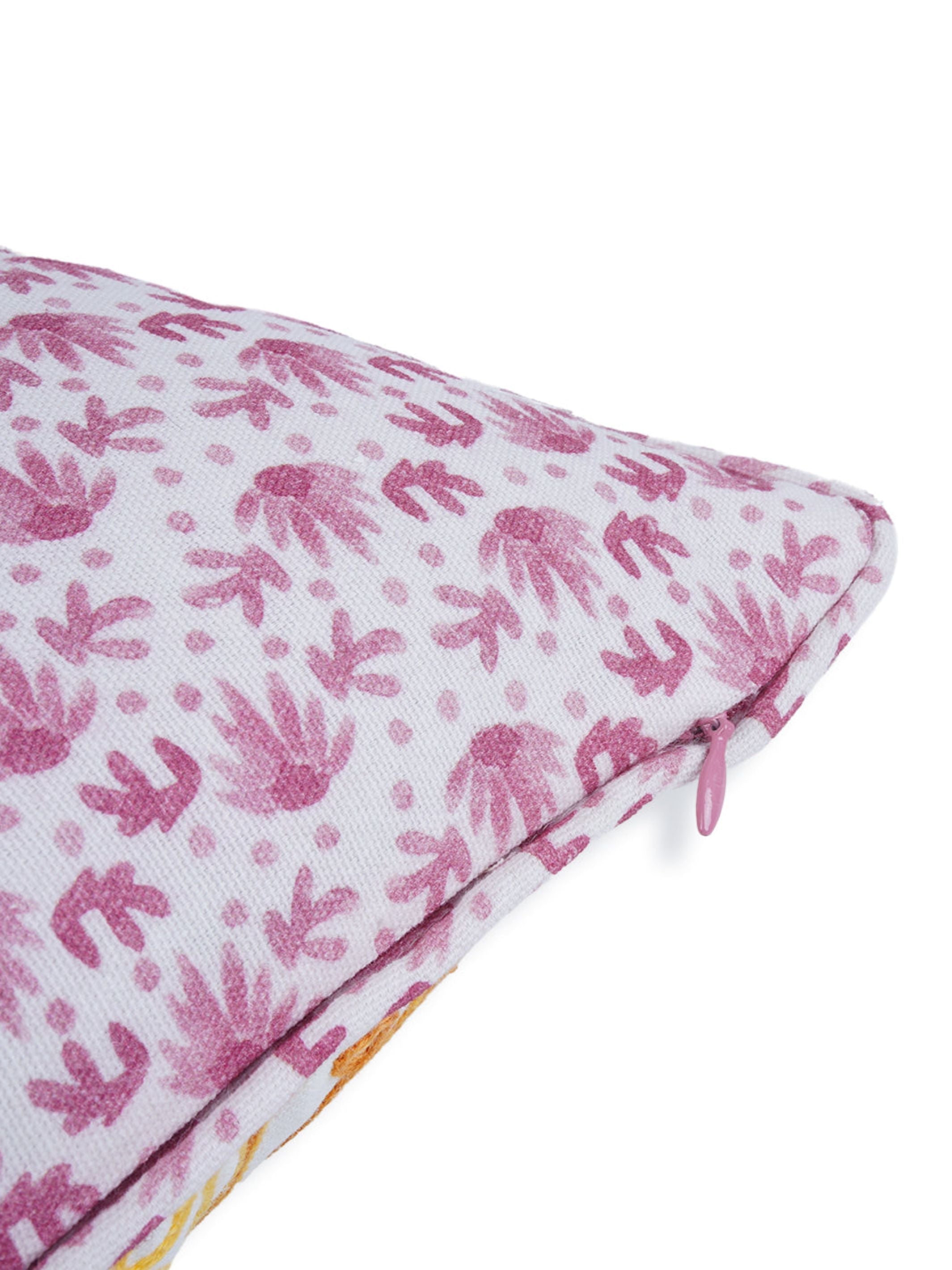 Khwaab Yellow Garden Grid Cushion Cover