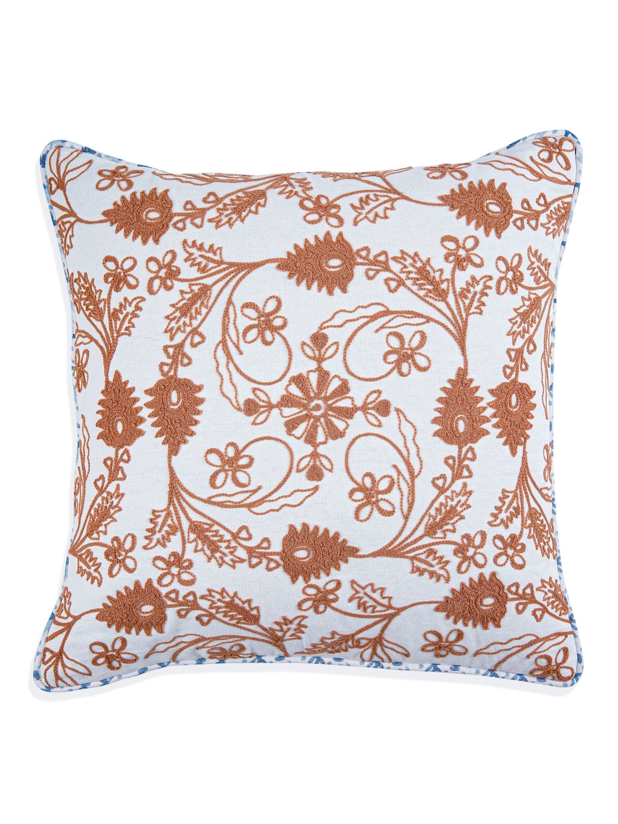 Khwaab Terracotta Embroidered Cushion Cover