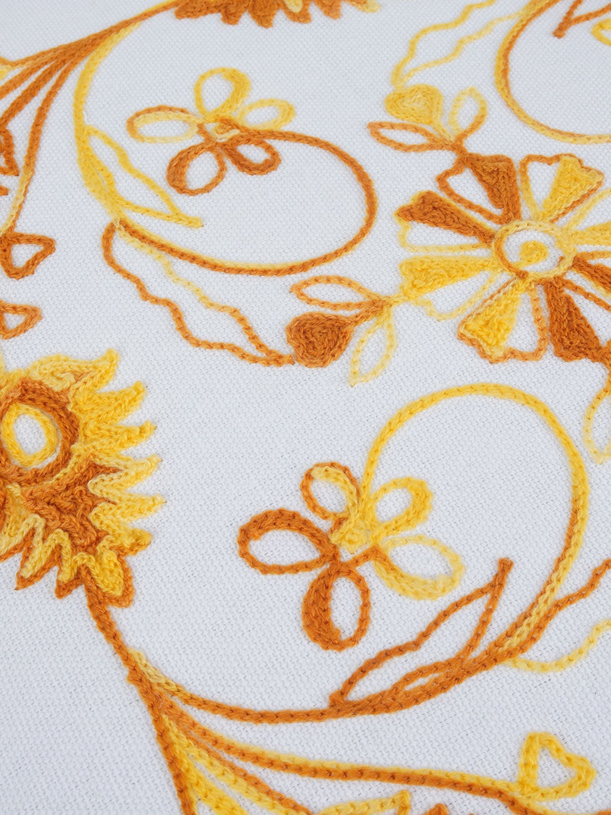 Khwaab Yellow Garden Grid Cushion Cover