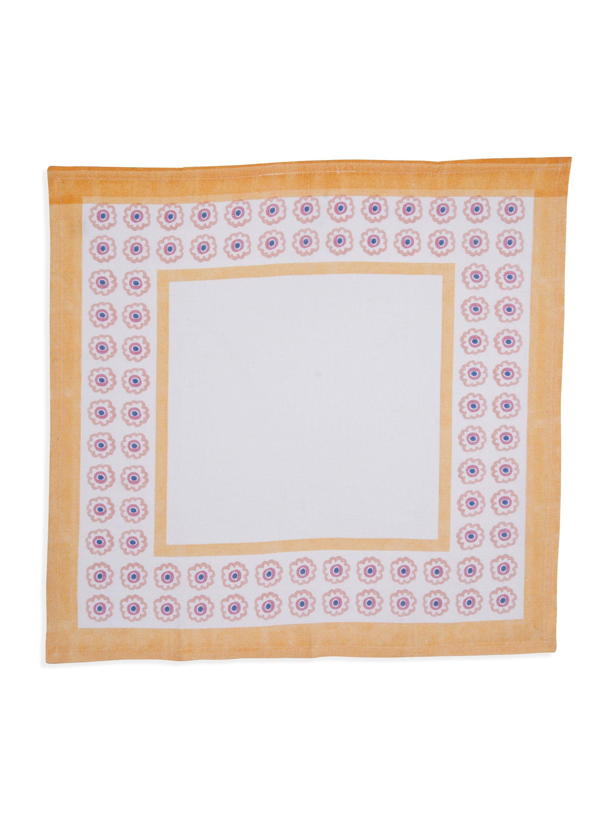 Set Of 2 - Raahat Yellow Flower Cotton Napkin