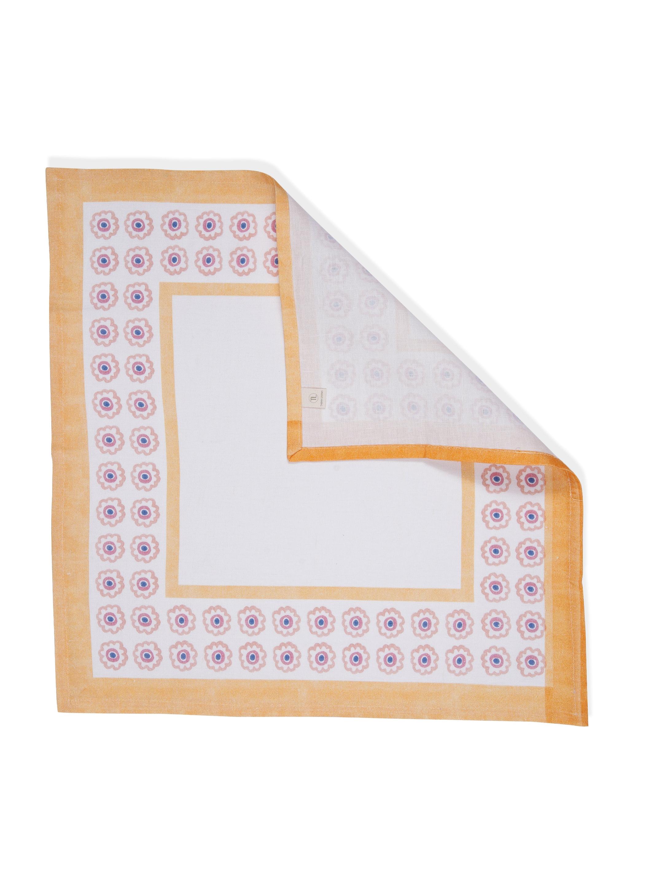 Set Of 2 - Raahat Yellow Flower Cotton Napkin