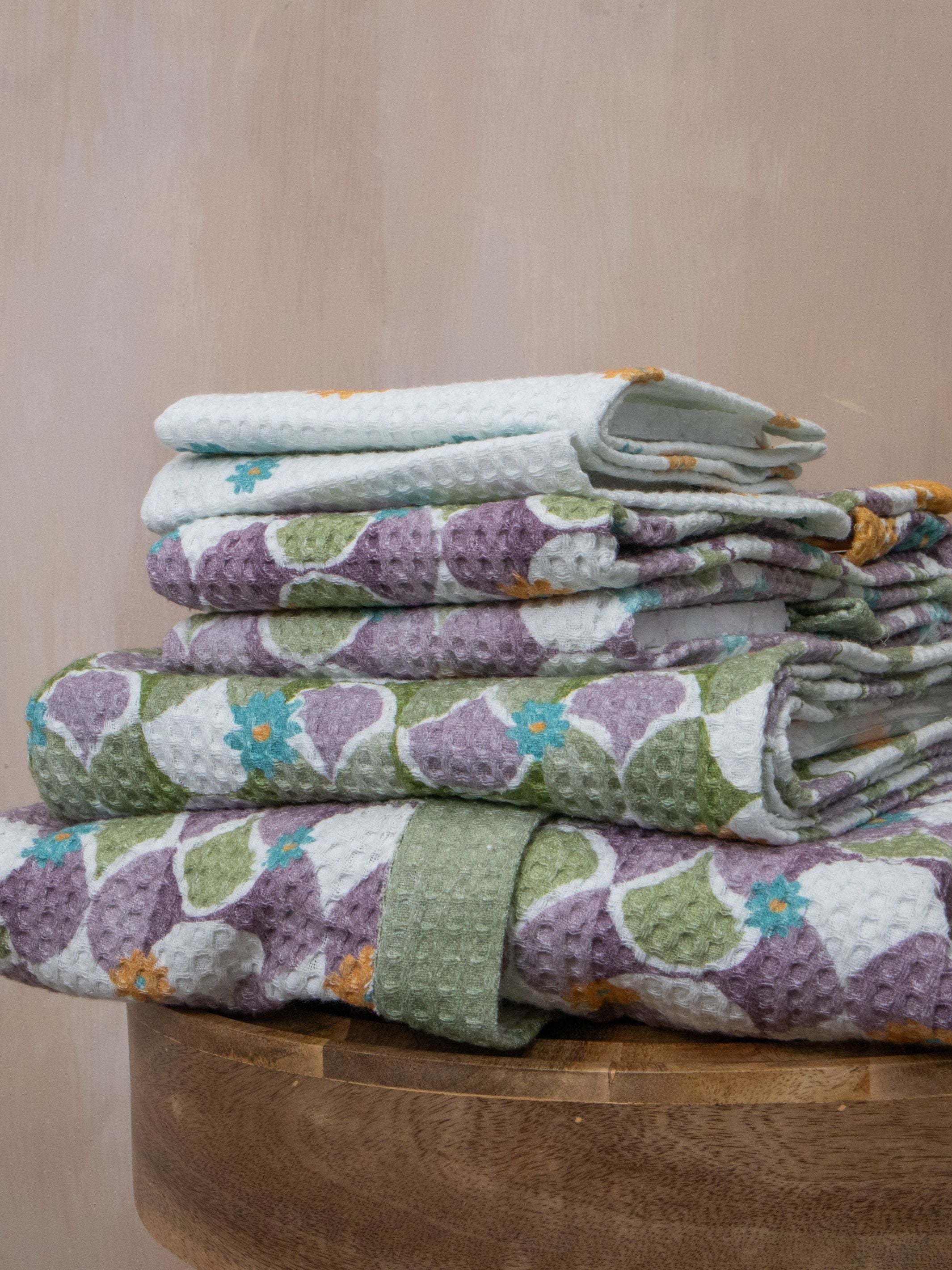 Mosiac Purple Face Towel | Set Of 2