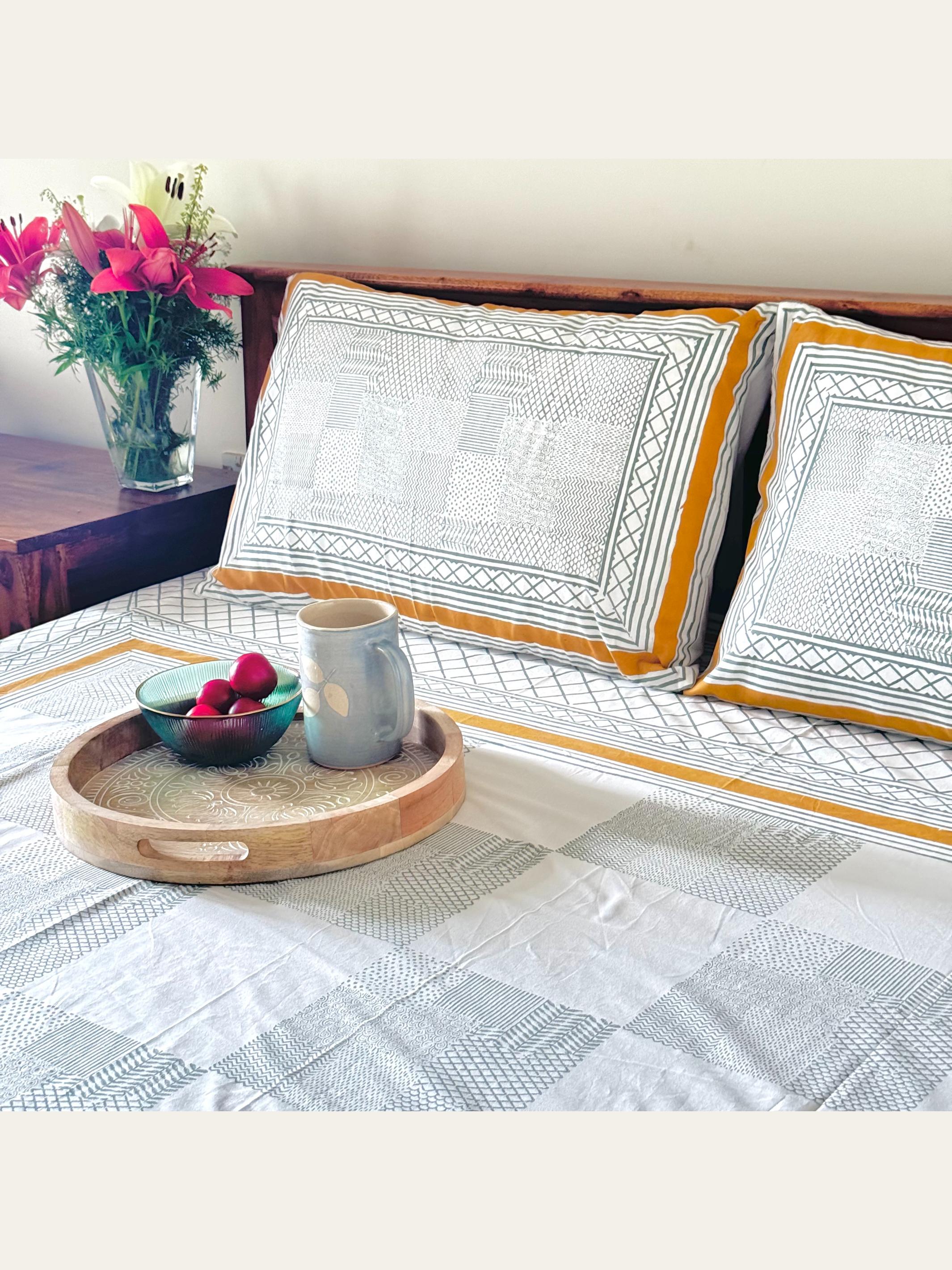 TBS001 Hand Block Print Cotton Bedsheet Set