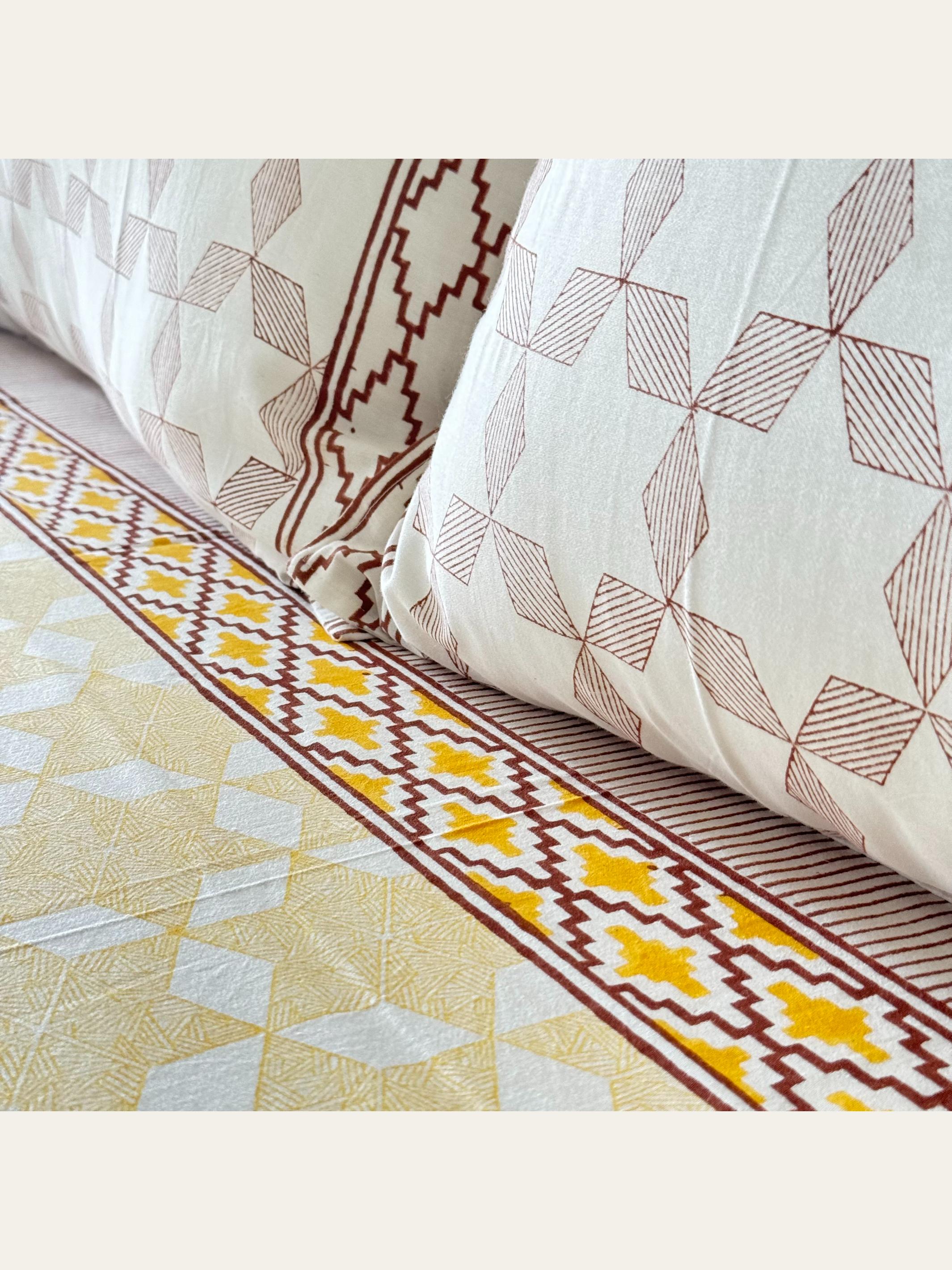 TBS002 Hand Block Print Cotton Bedsheet Set