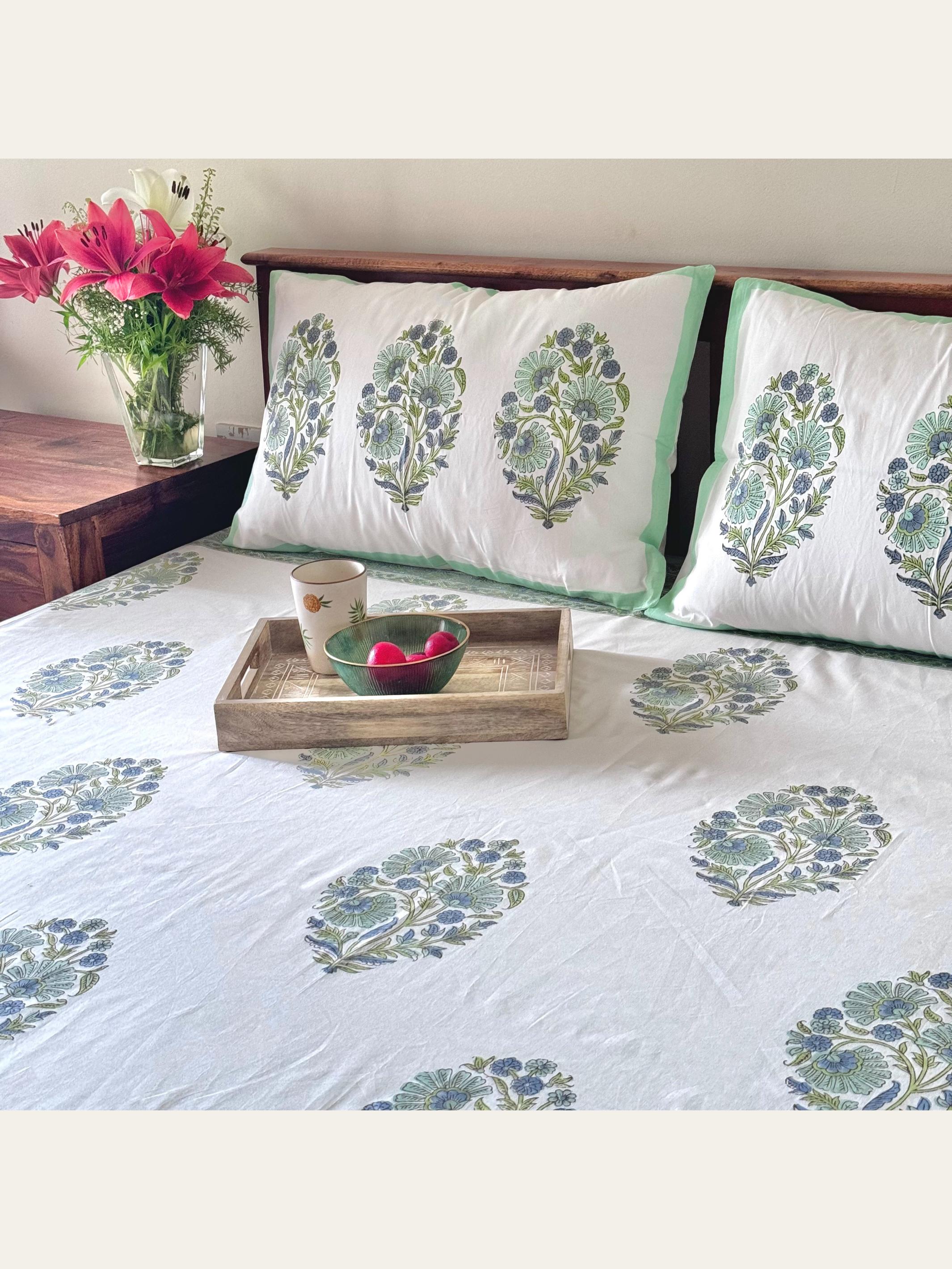 TBS008 Hand Block Print Cotton Bedsheet Set