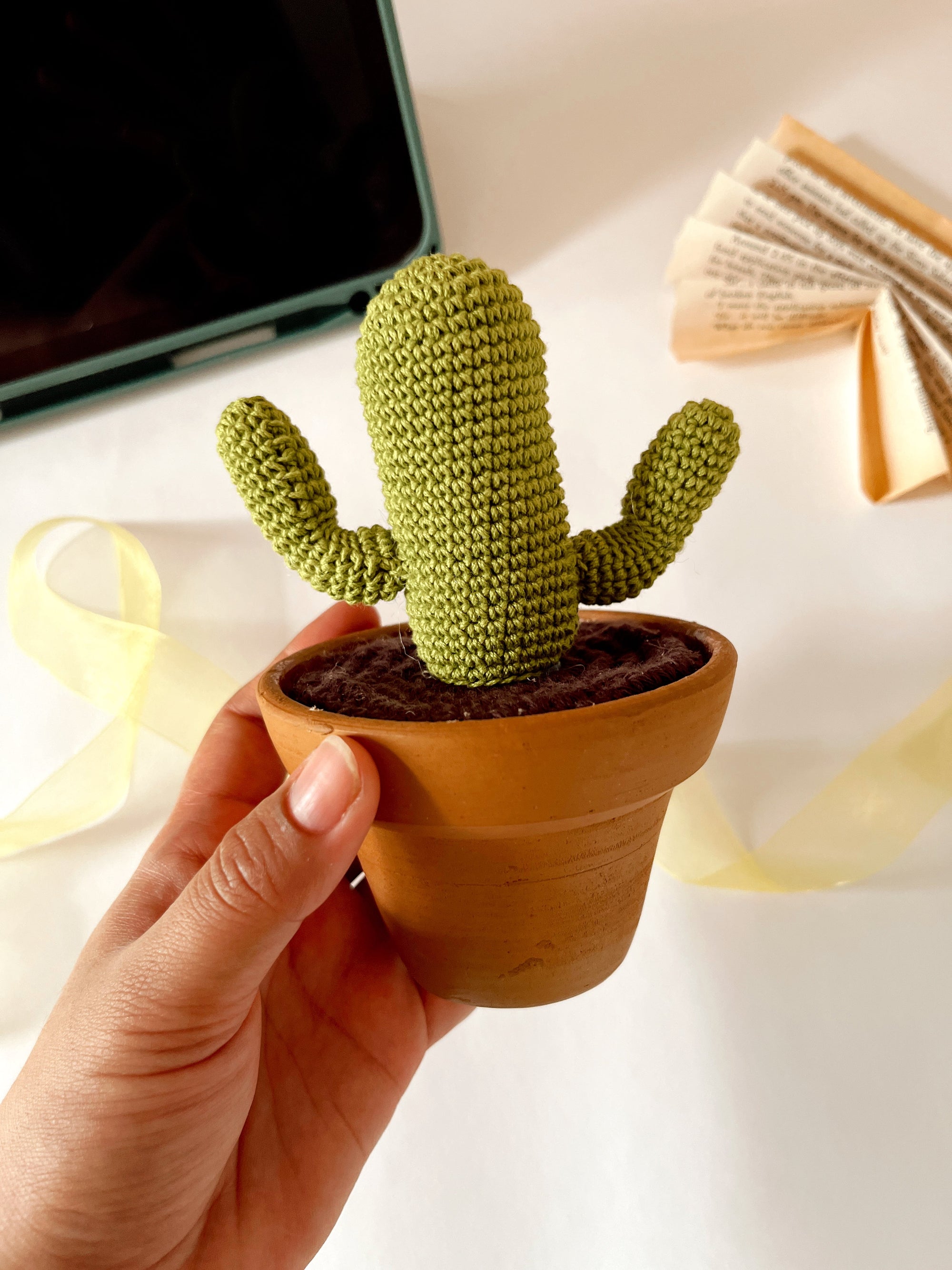 Terracotta crochet cactus
