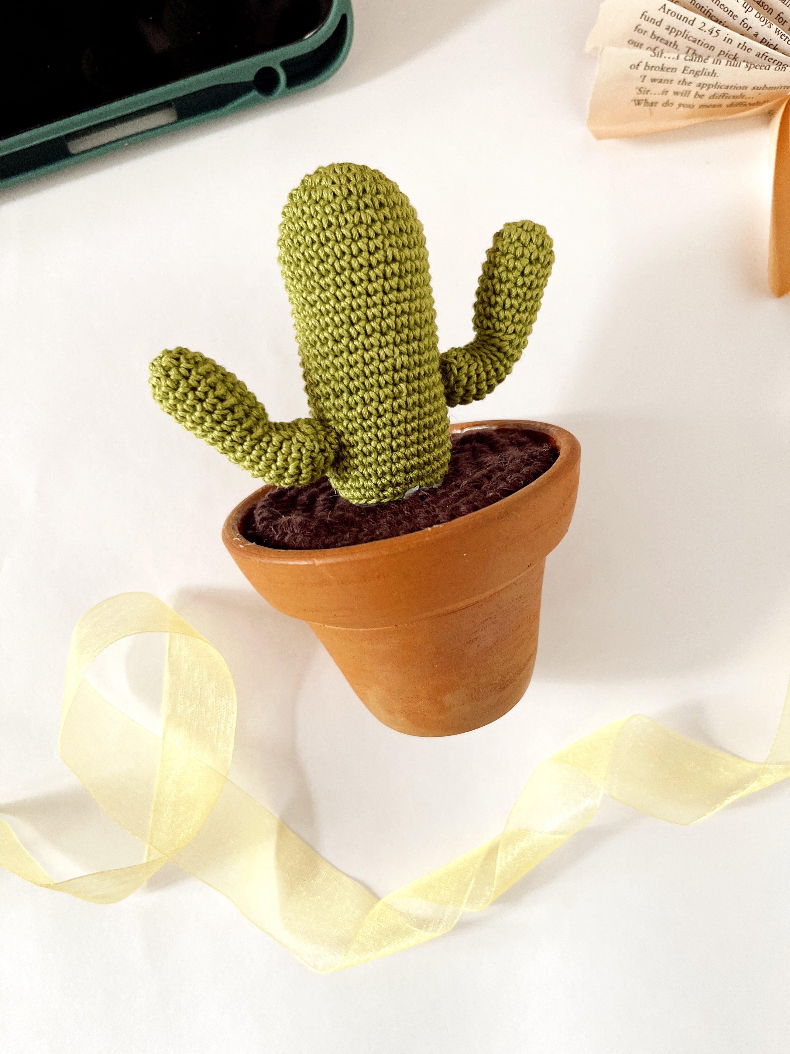 Terracotta crochet cactus