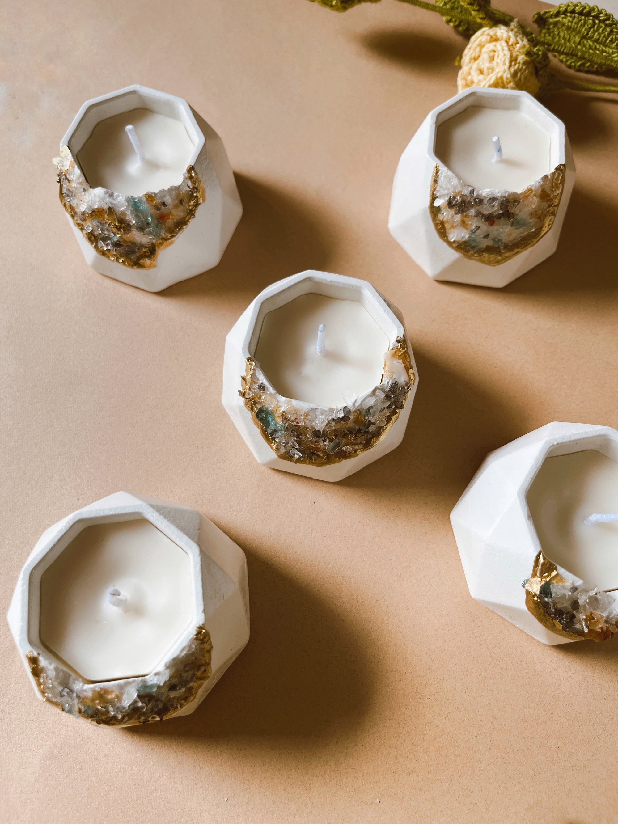 Concrete & Crystal Tea Light