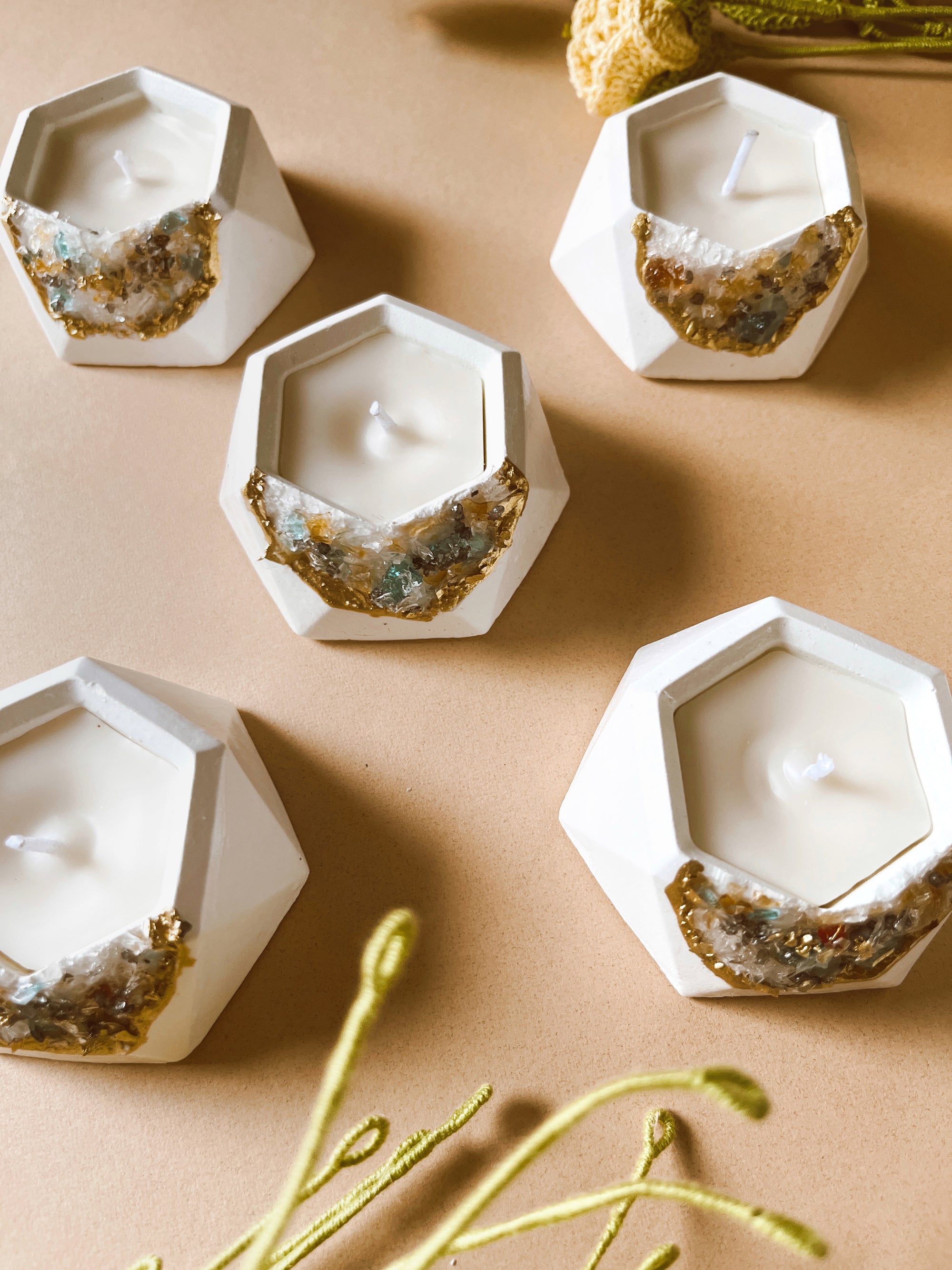 Concrete & Crystal Tea Light