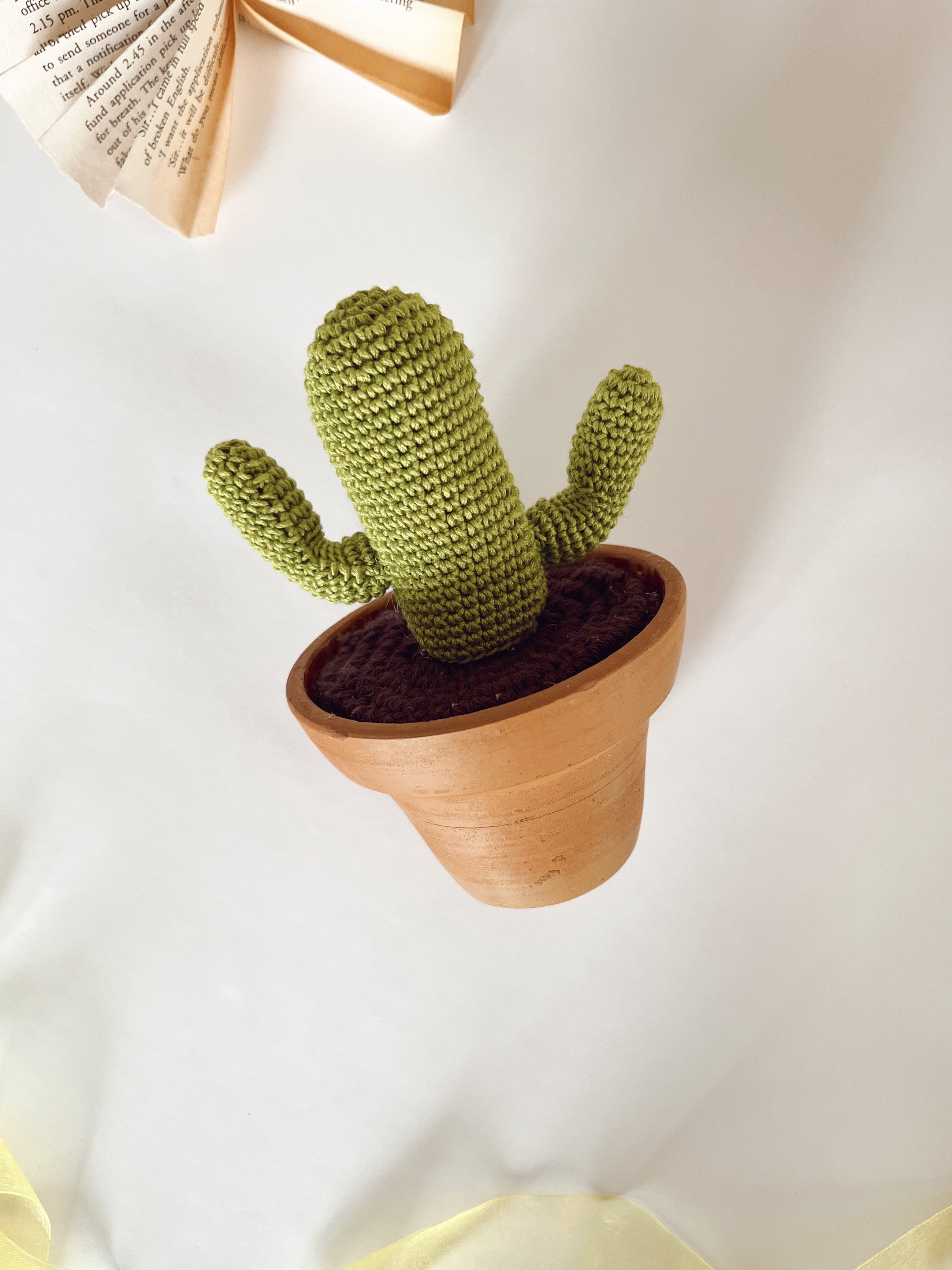 Terracotta crochet cactus