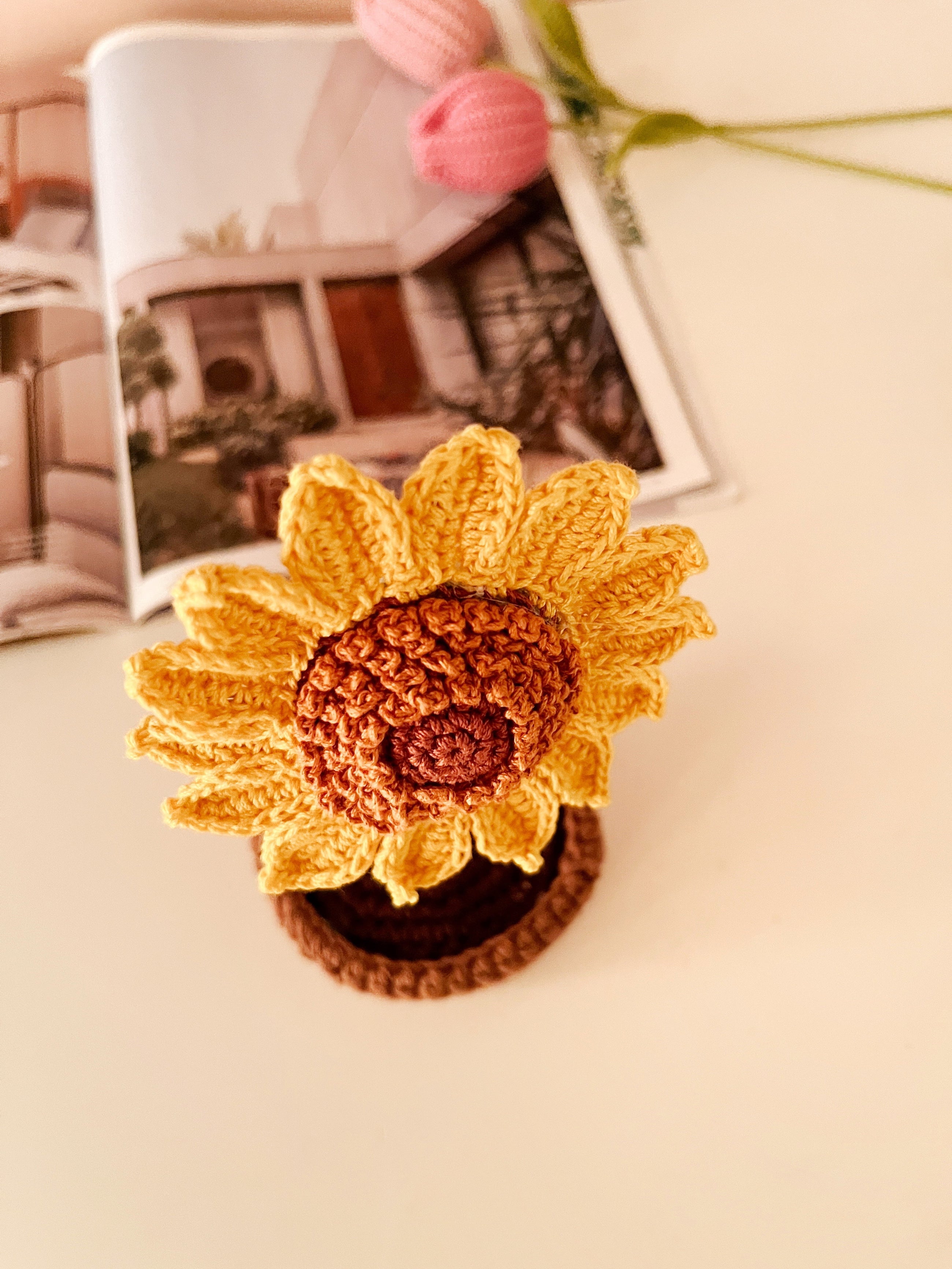 Crochet Sunflower Pot