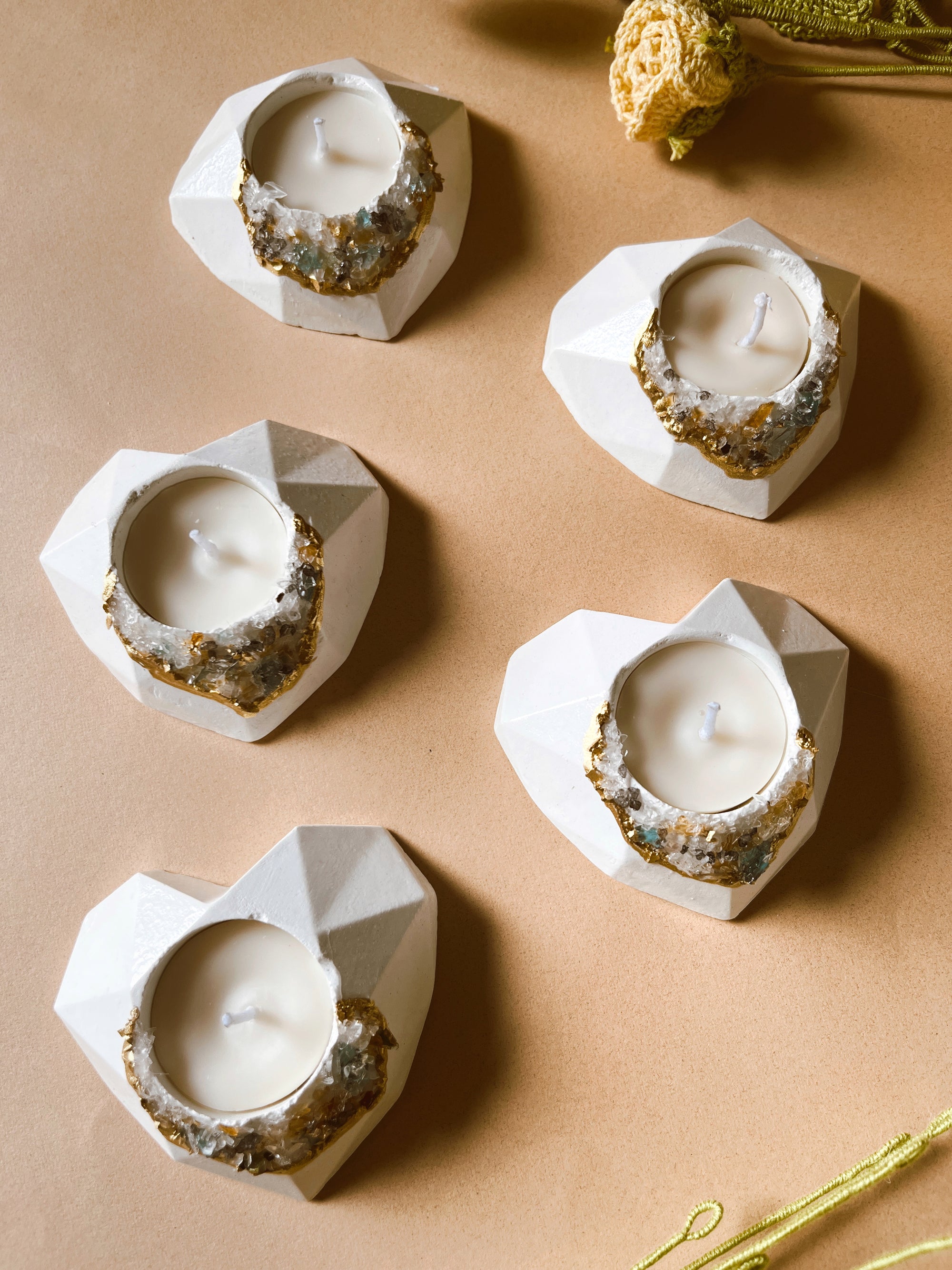 Concrete & Crystal Tea Light