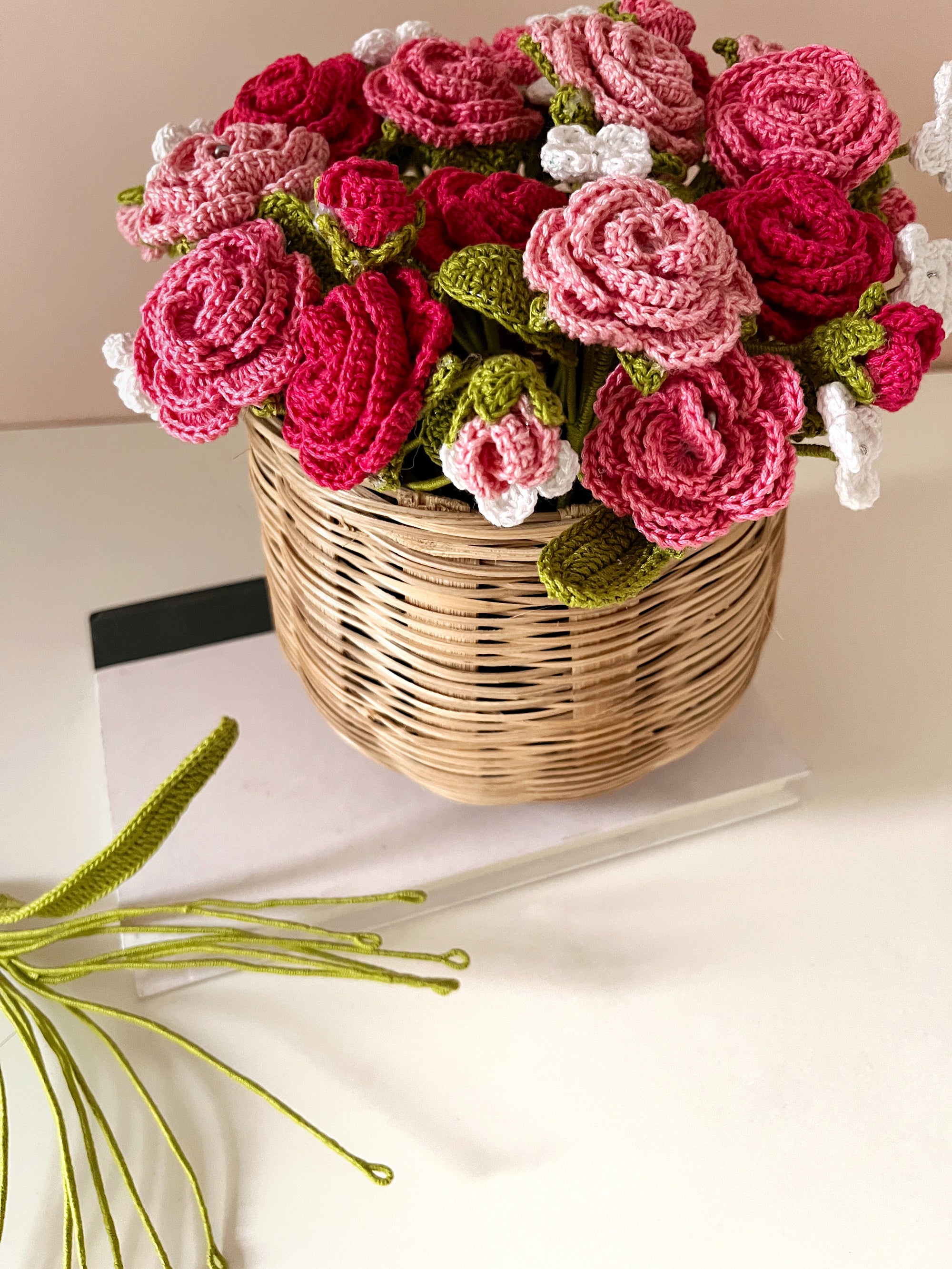 Crochet Rose Basket