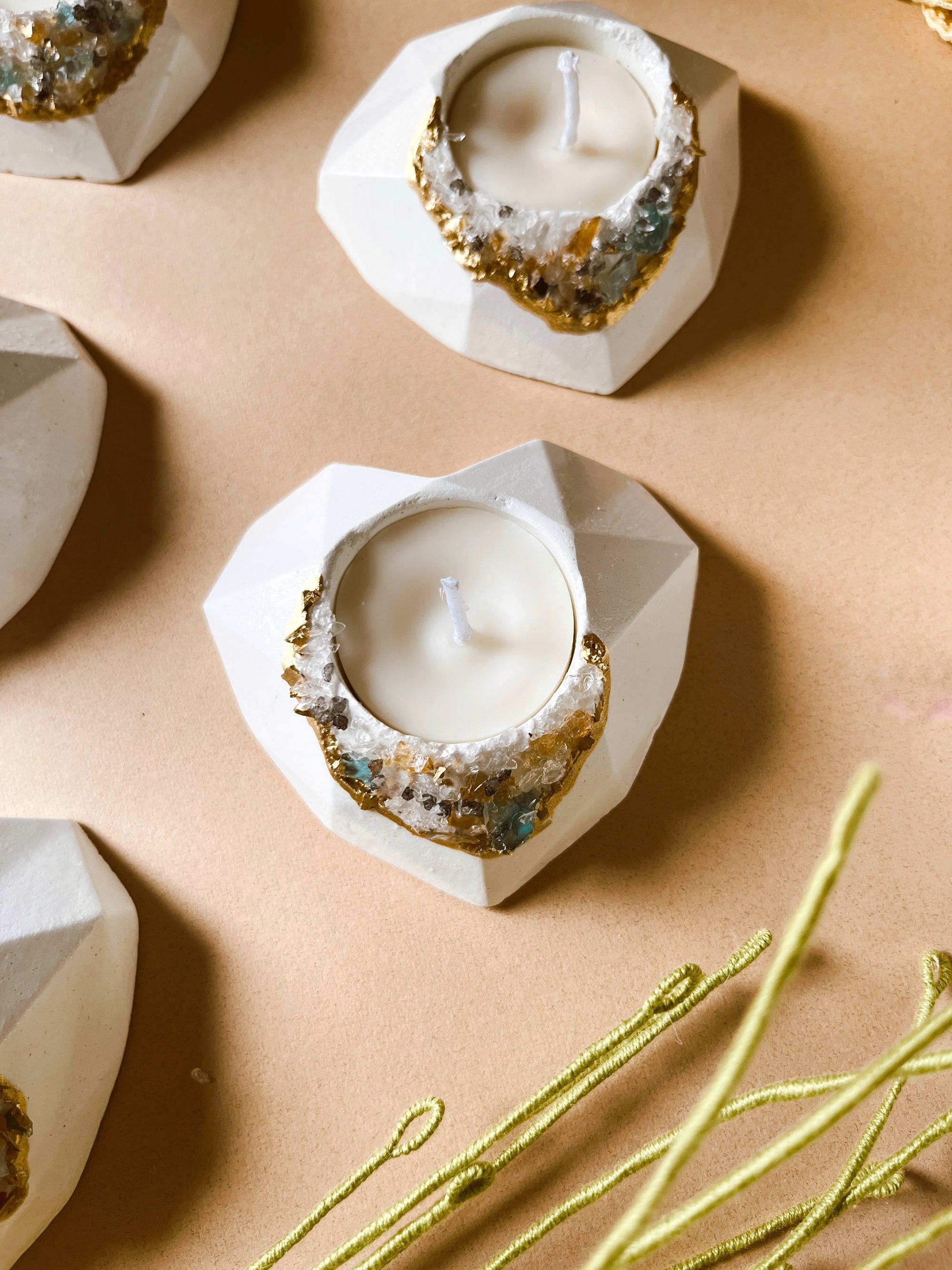 Concrete & Crystal Tea Light